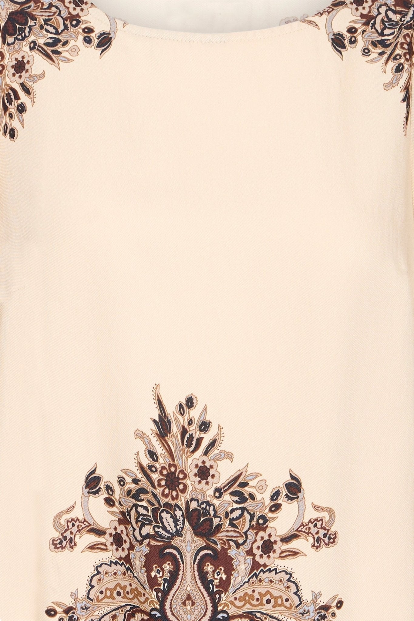 Fransa 20617327 FRAdara Pumicestone Beige Paisley Round Neck Blouse - Dotique - Fransa