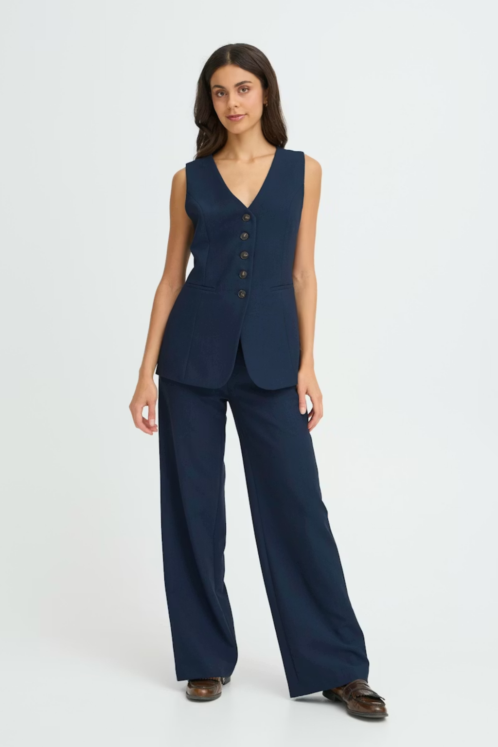 Fransa FRABIGAIL waistcoat in Navy Blazer – women’s tailored waistcoat – Dotique