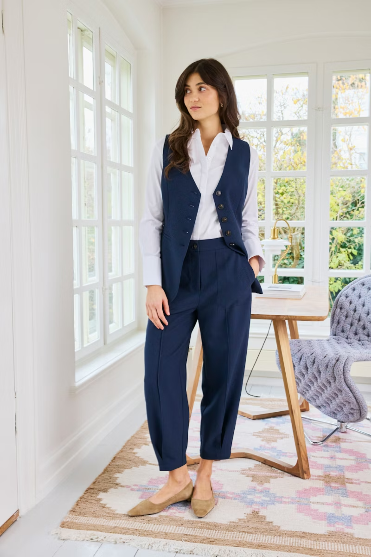 Fransa FRABIGAIL waistcoat in Navy Blazer – women’s tailored waistcoat – Dotique