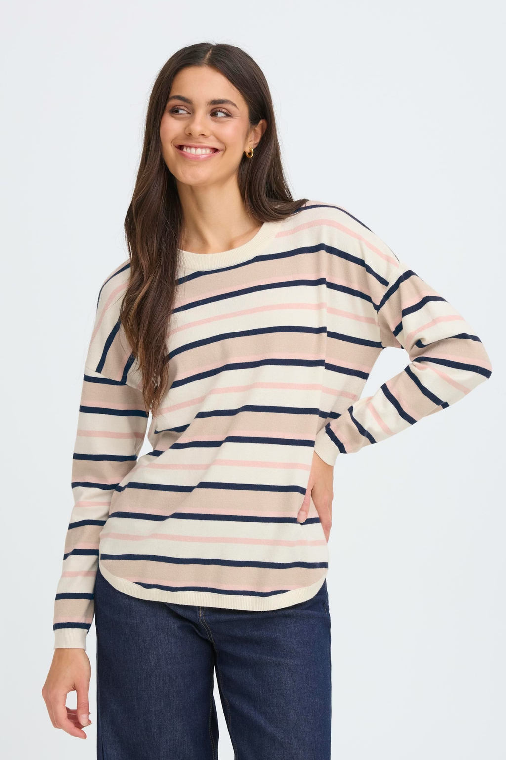 Fransa FRMELANI pullover in Rose Smoke Stripe – women’s knit jumper – Dotique
