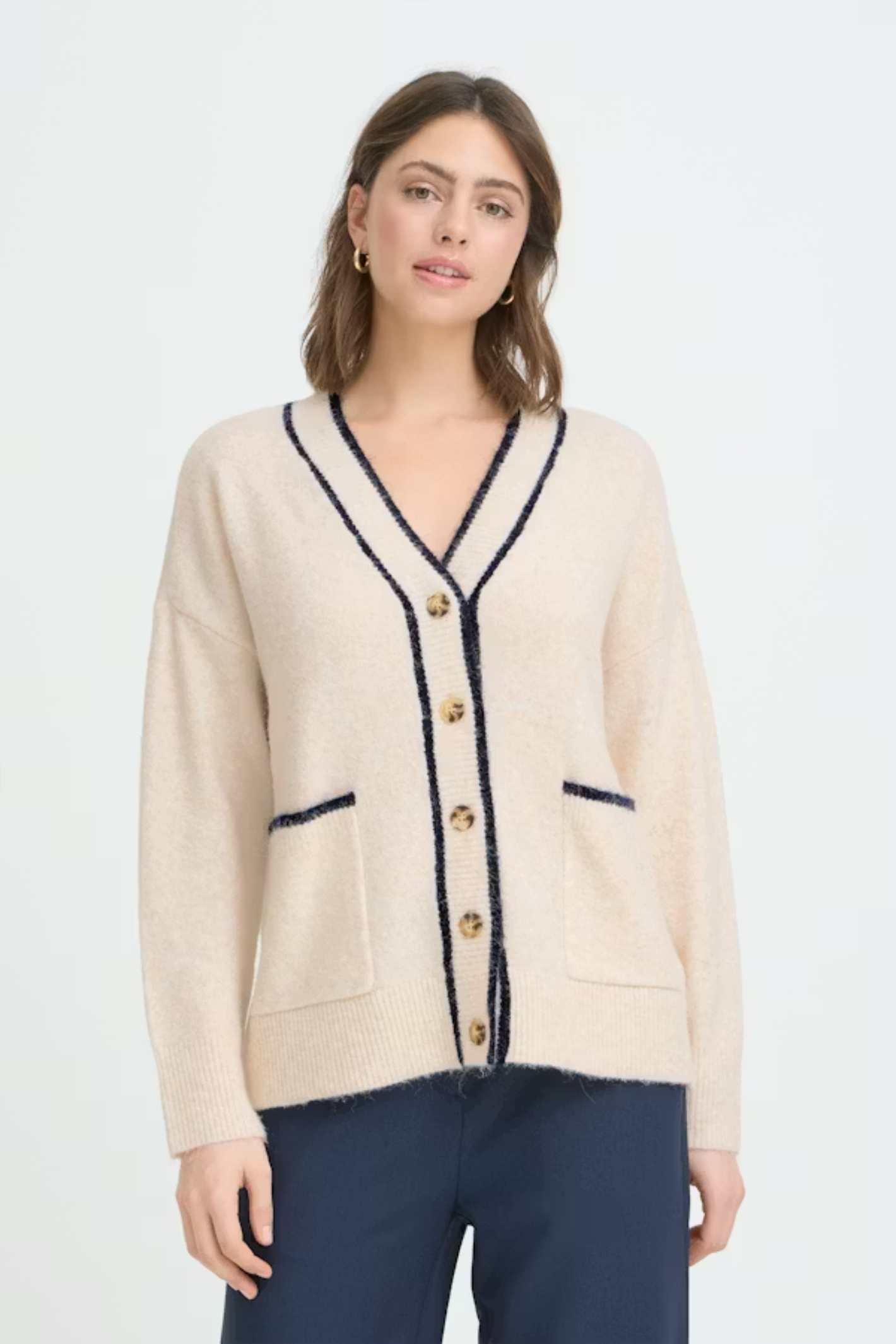 Fransa 20617432 FRKENDRA CAR 2 Oatmeal Melange Stripe at Dotique Peak Village