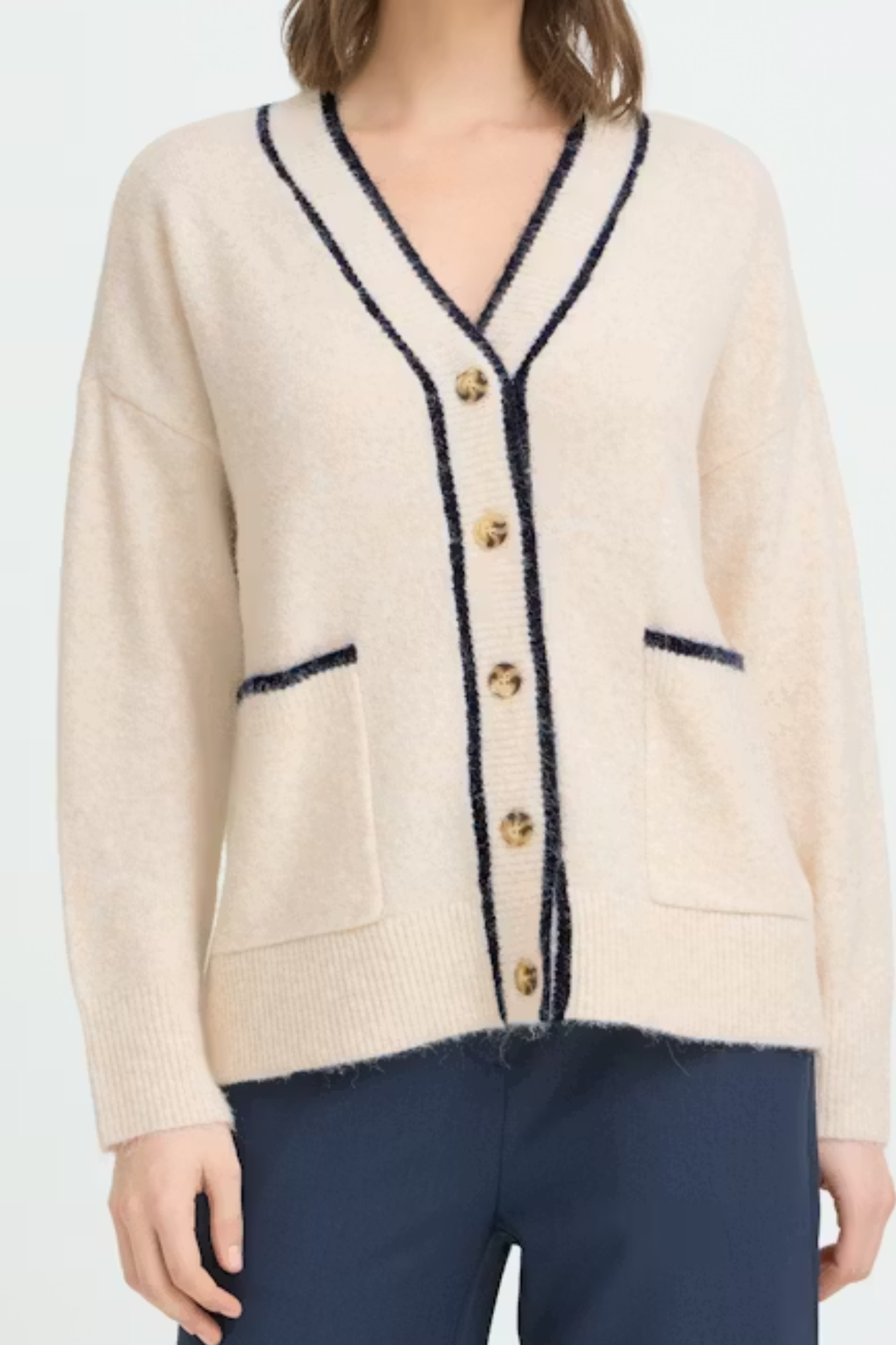 Fransa 20617432 FRKENDRA CAR 2 Oatmeal Melange Stripe at Dotique Peak Village