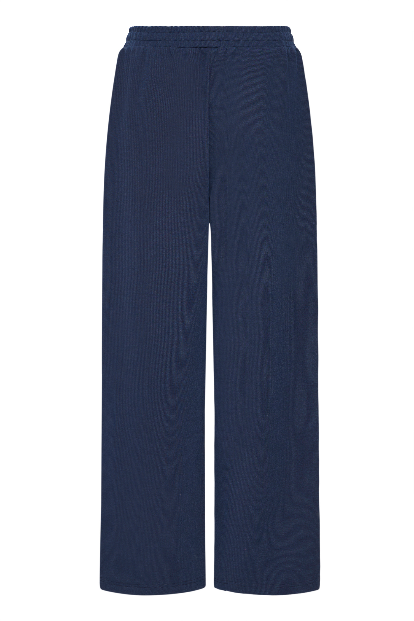 Fransa navy wide leg casual trousers with relaxed fit at Dotique
