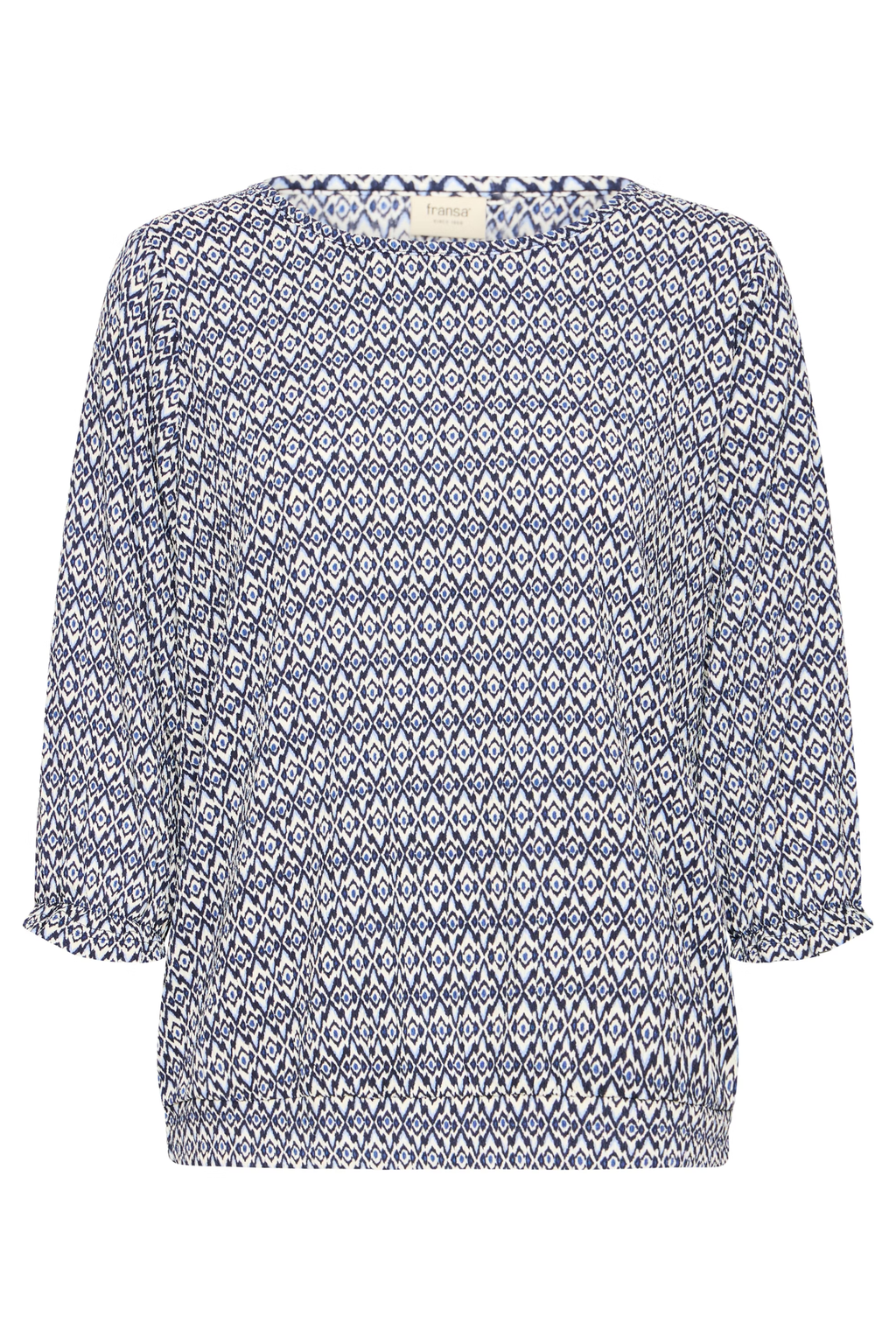 Fransa FRSLOANE T-shirt in Ethnic Lines Navy – women’s graphic tee – Dotique