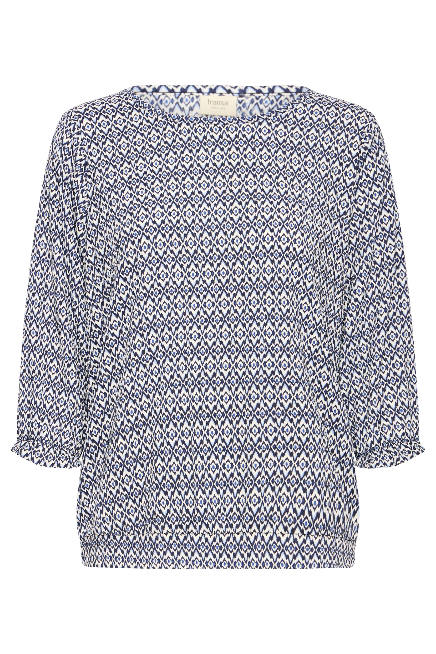 Fransa FRSLOANE T-shirt in Ethnic Lines Navy – women’s graphic tee – Dotique