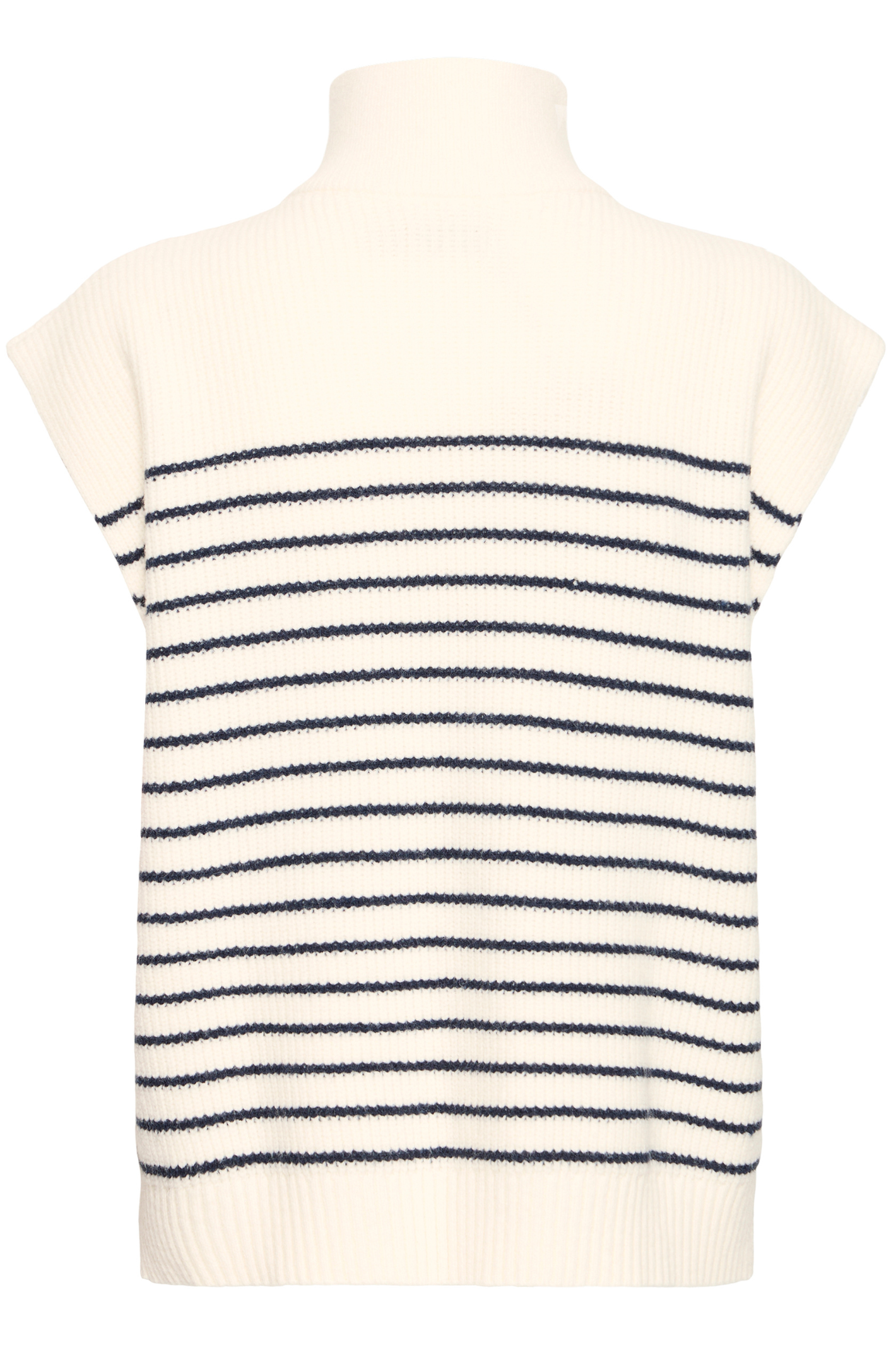  Fransa FRVINNA knitted tank top in Stripe Navy Blazer blends classic stripes with a modern twist thanks to its stylish front zip neckline. Shop Fransa at Dotique.