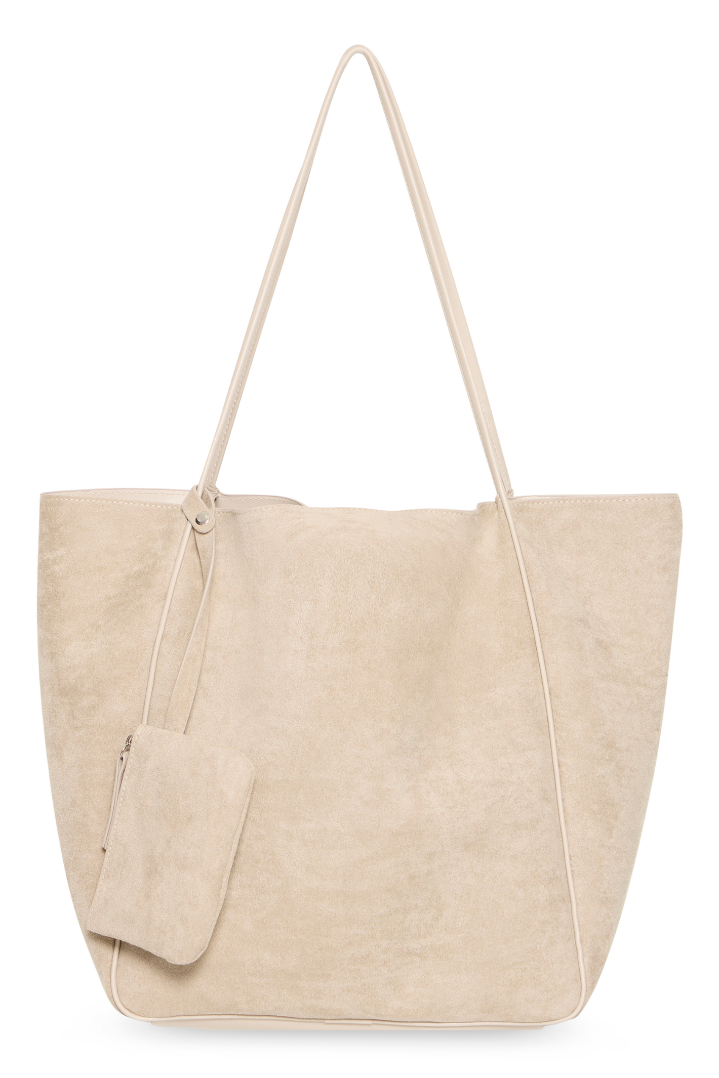 Fransa Oxford Tan faux suede bag with soft structured shape at Dotique