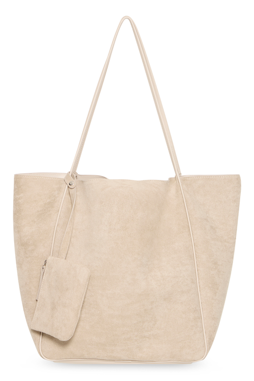 Fransa Oxford Tan faux suede bag with soft structured shape at Dotique