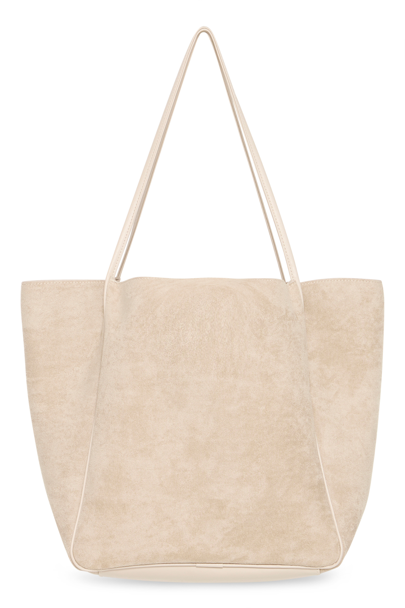 Fransa Oxford Tan faux suede bag with soft structured shape at Dotique