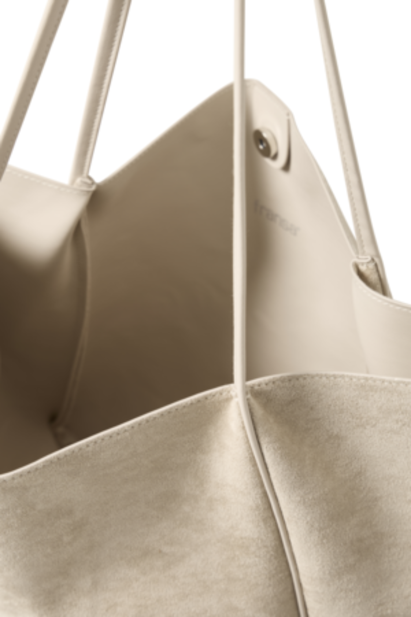 Fransa Oxford Tan faux suede bag with soft structured shape at Dotique