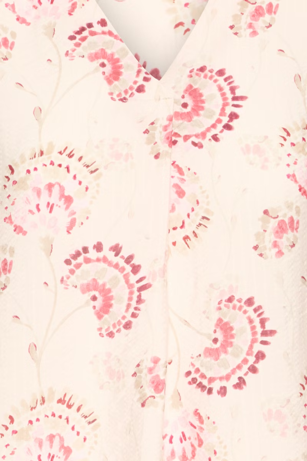 Fransa orchid floral V-neck blouse with long sleeves and soft drape at Dotique Peak Village