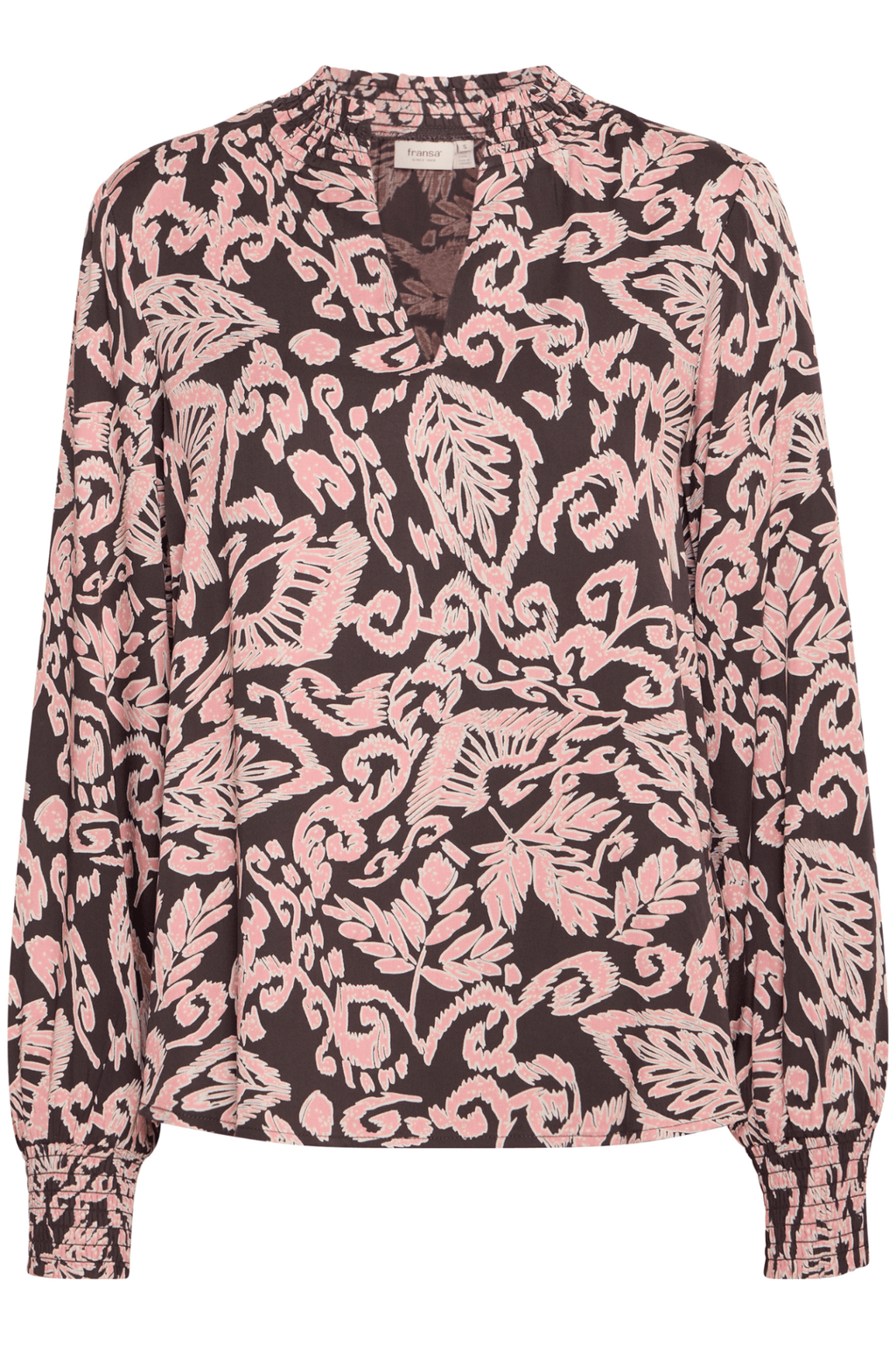 Fransa FRGladis 20614538 - 204297 Black Burgundy V Neck Blouse - Dotique - Fransa