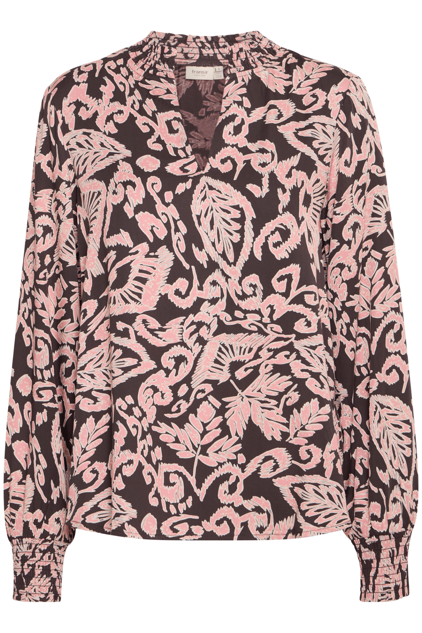 Fransa FRGladis 20614538 - 204297 Black Burgundy V Neck Blouse - Dotique - Fransa