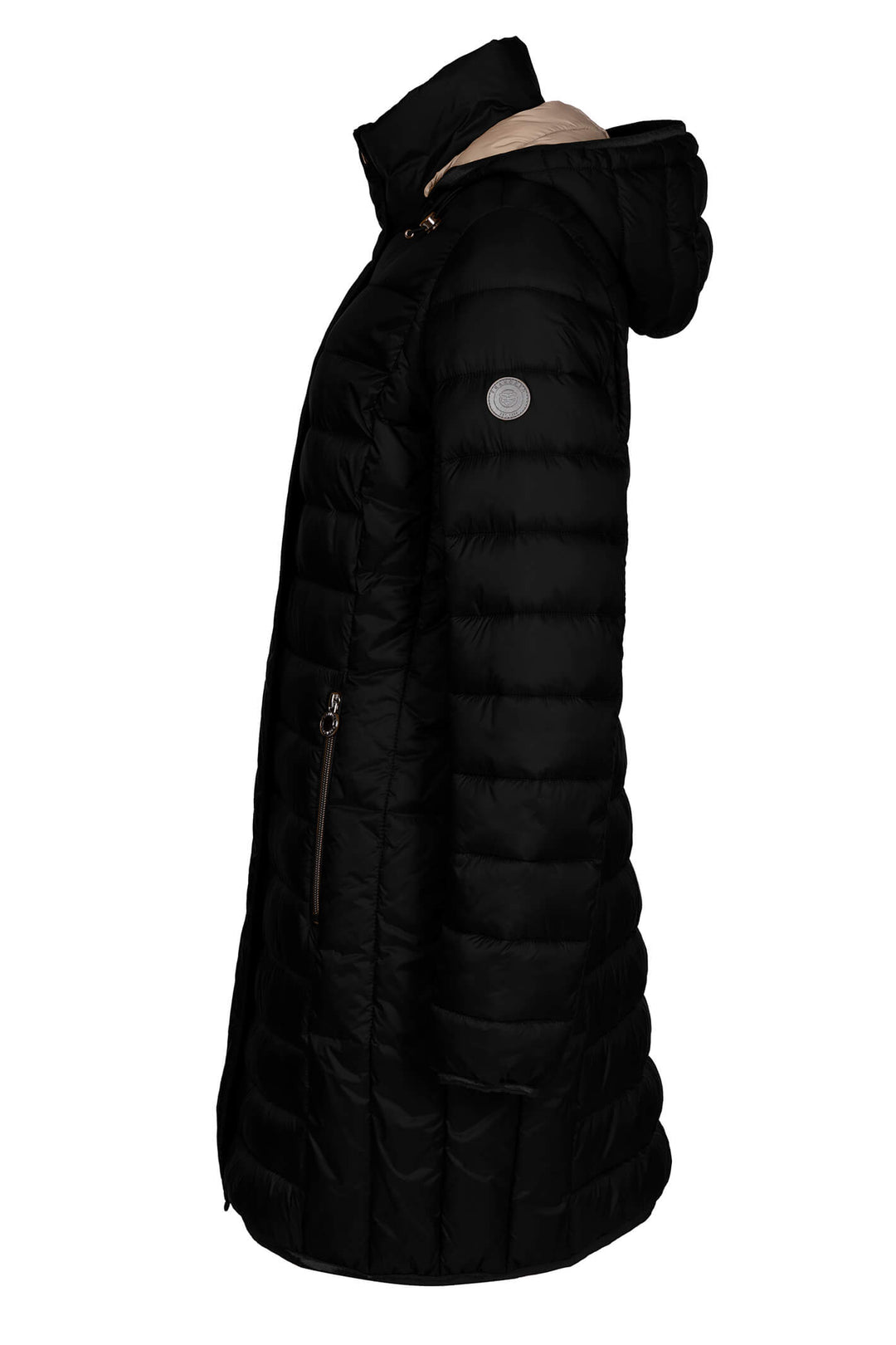 Fransen 327-588-90 Black Zip Front Padded Coat With Hood - Dotique