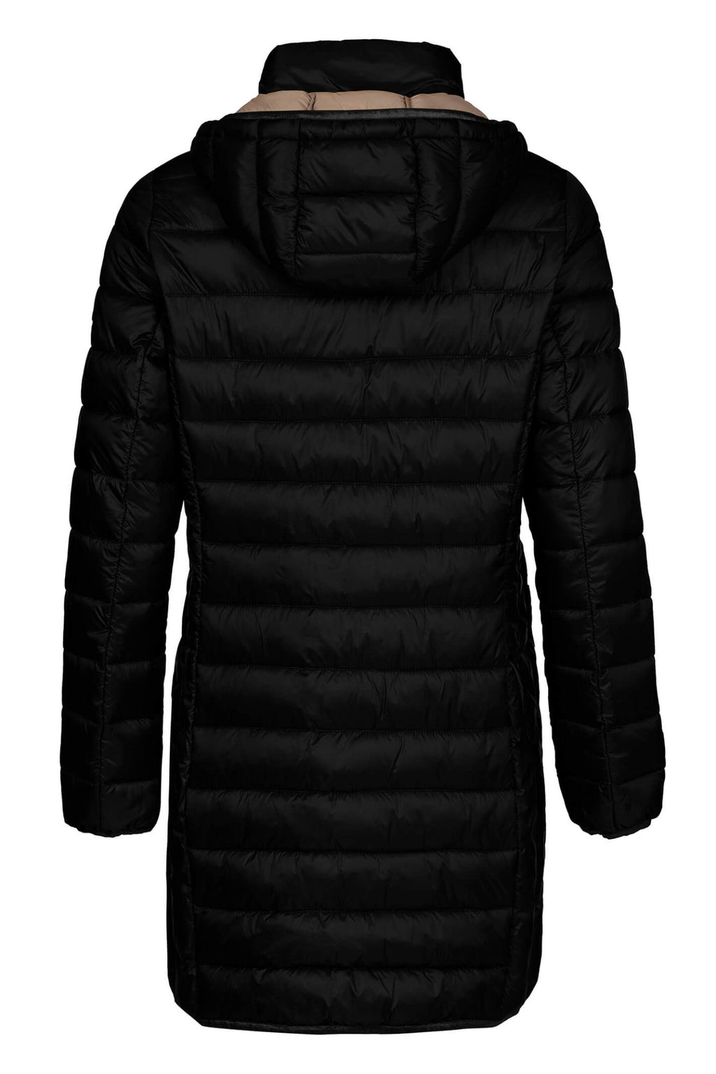 Fransen 327-588-90 Black Zip Front Padded Coat With Hood - Dotique