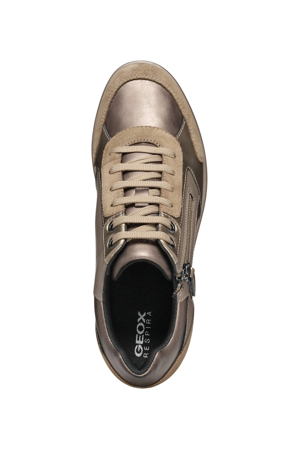 Geox D36RAC Ilde Dark Taupe Metallic Wedge Trainer - Dotique