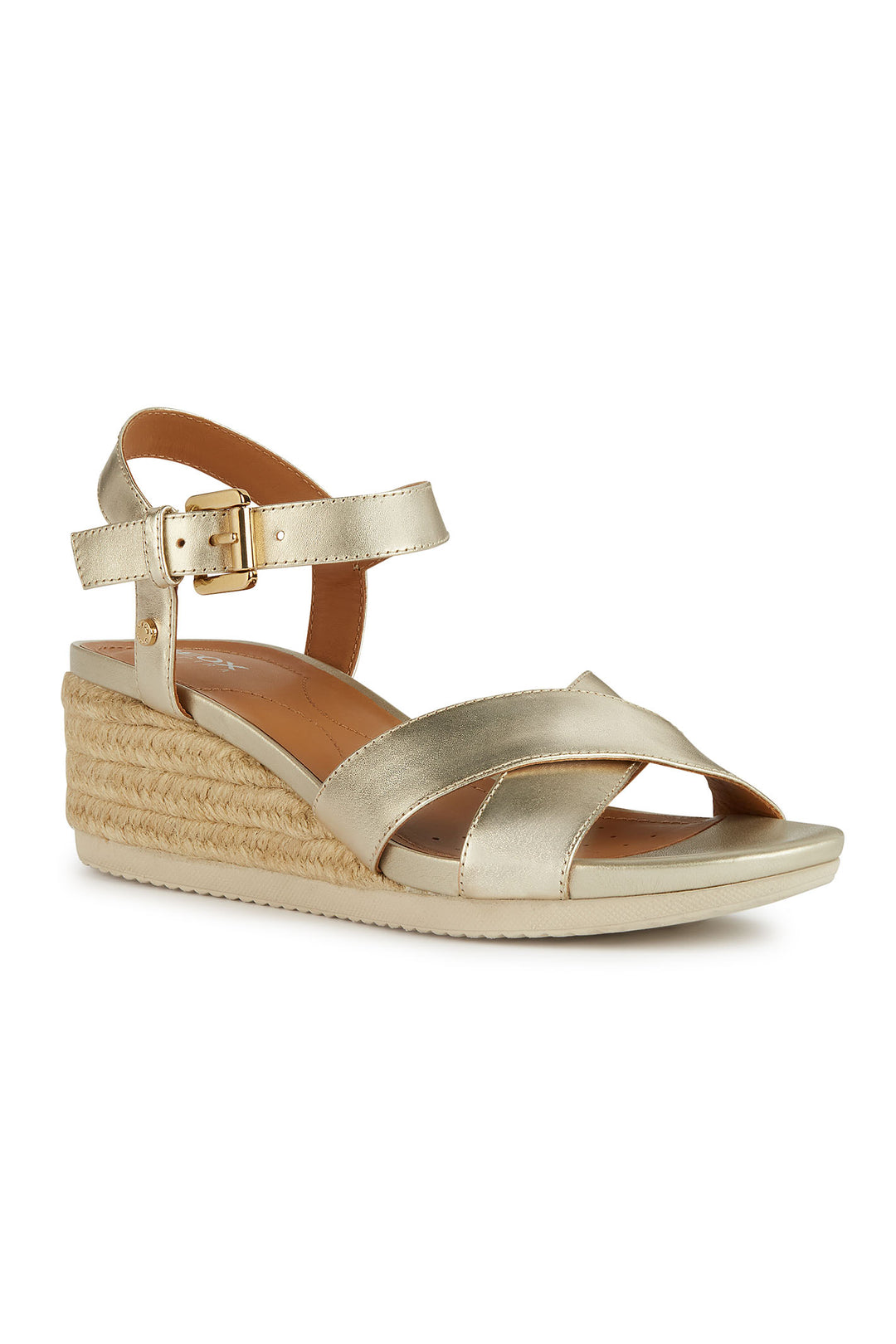 Geox Ischia Corda Light Gold Wedge Sandal - Dotique