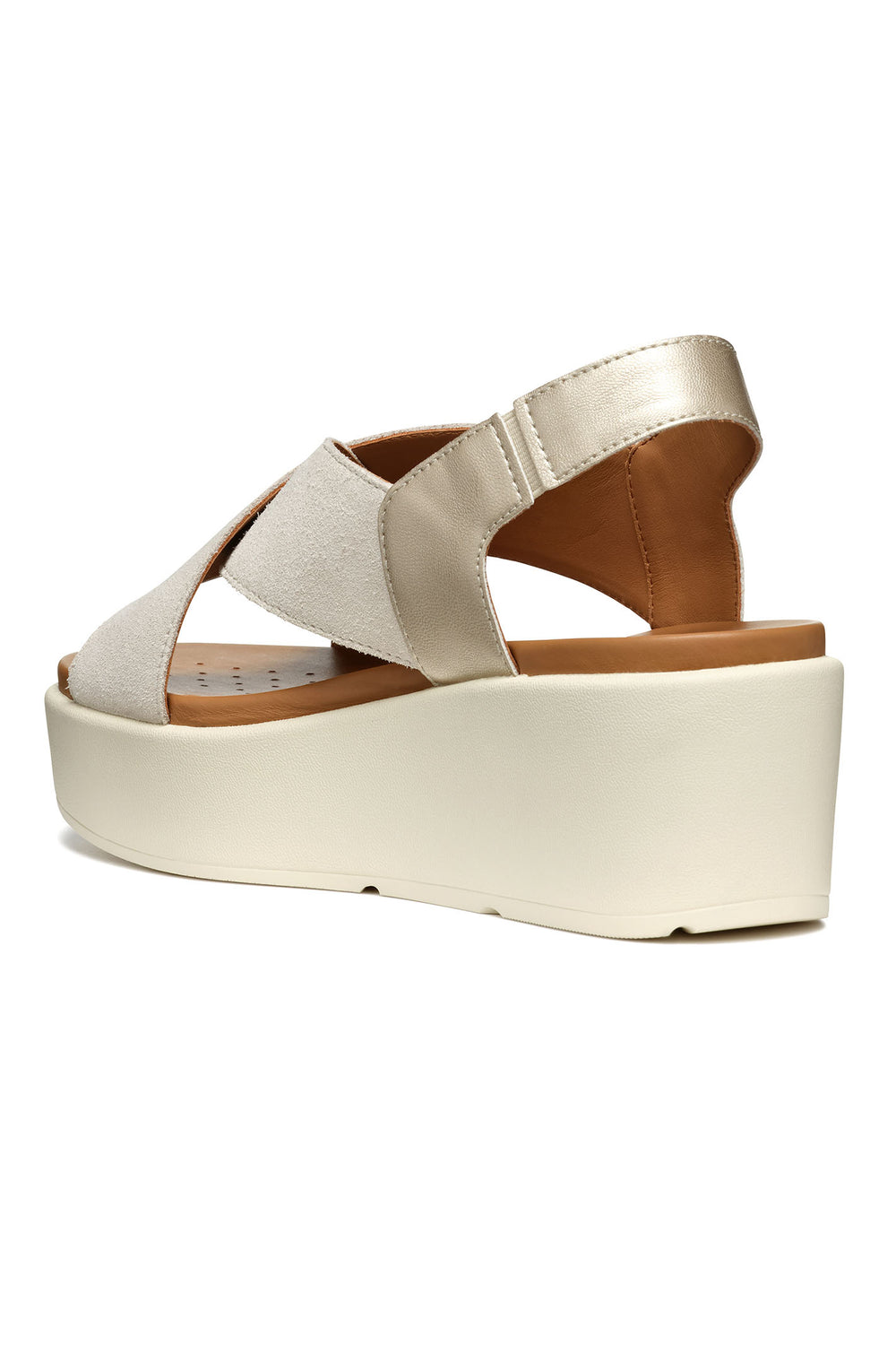 Geox Xand 2.2s Woman Light Sand Light Gold Wedge Sandals - Dotique