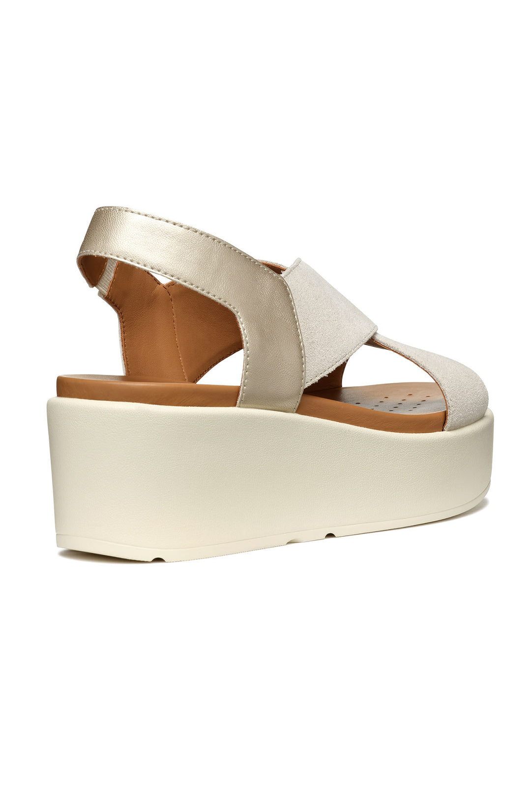 Geox Xand 2.2s Woman Light Sand Light Gold Wedge Sandals - Dotique