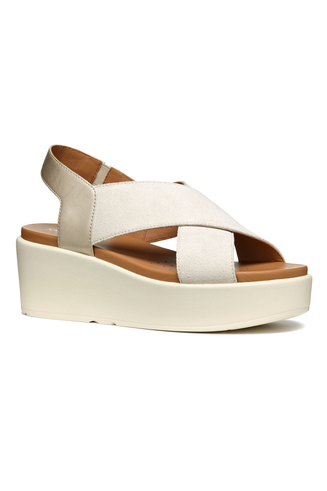 Geox Xand 2.2s Woman Light Sand Light Gold Wedge Sandals - Dotique