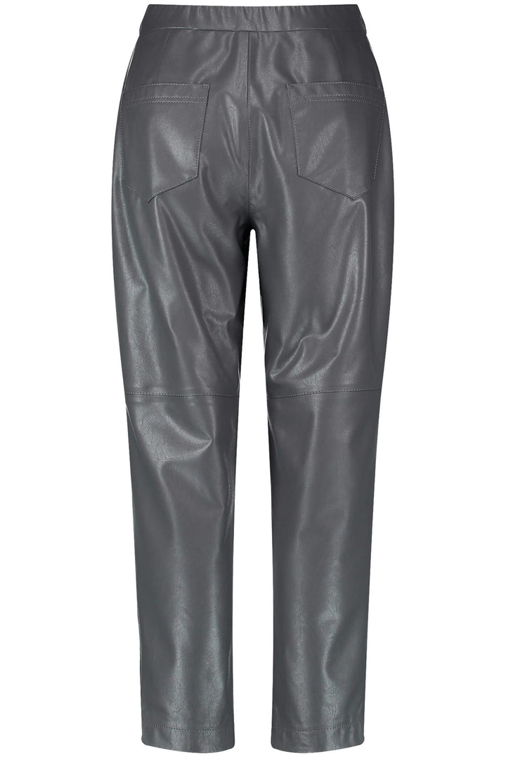 Gerry Weber 220019-31257 Graphite Grey Faux Leather Ankle Grazer Trousers - Dotique Chesterfield