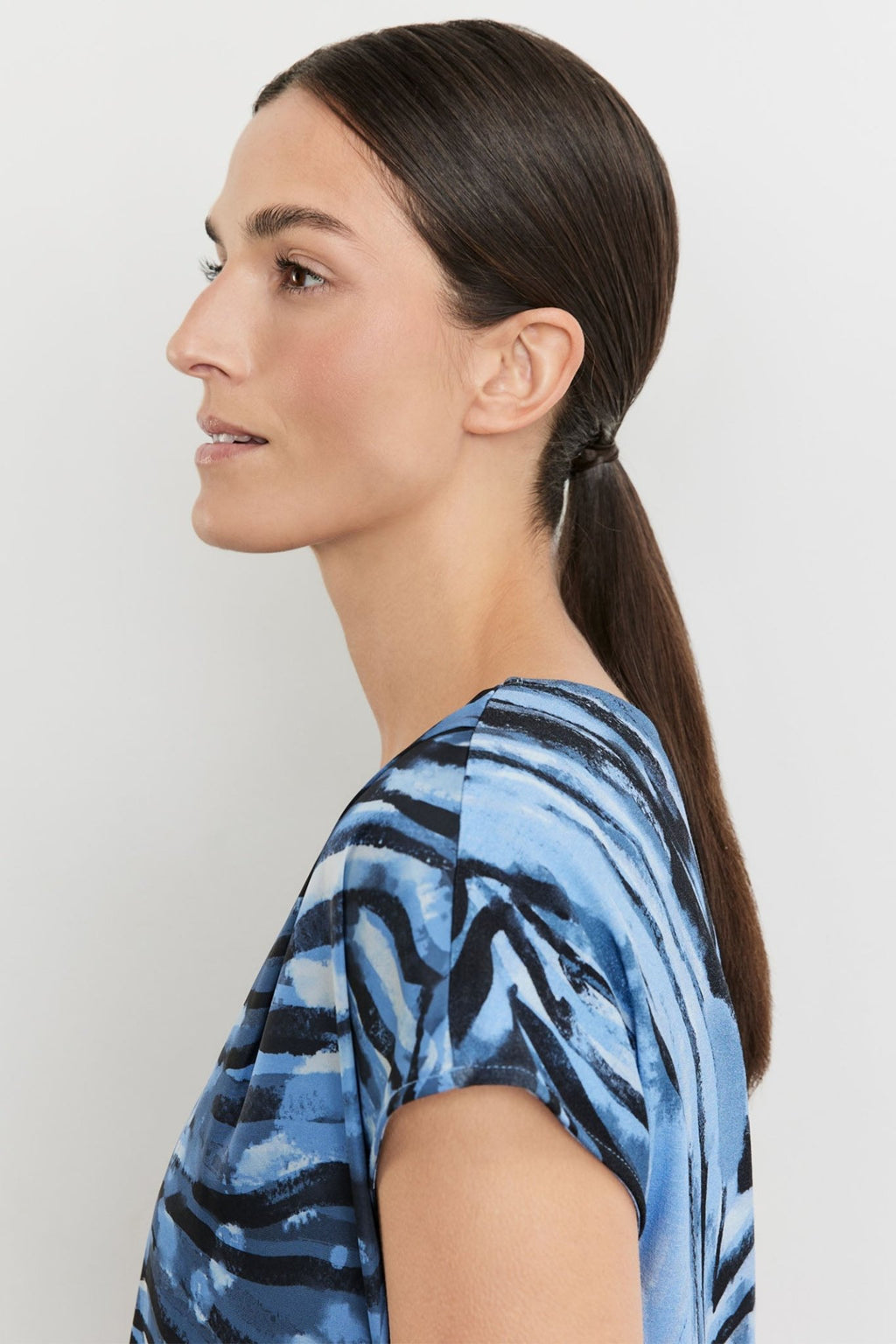 Gerry Weber 270032-44002 Blue Print V-Neck T-Shirt - Dotique