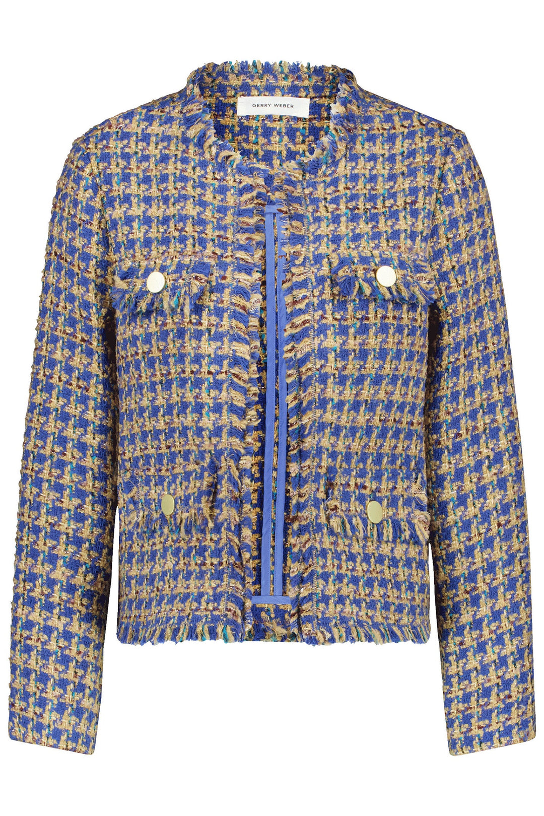 Gerry Weber 430017-31316 Jacket Blue Camel Houndstooth - Dotique