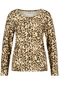 Gerry Weber 470215-35016 T-Shirt Sesame Camel Schwarz Leo Print - Dotique