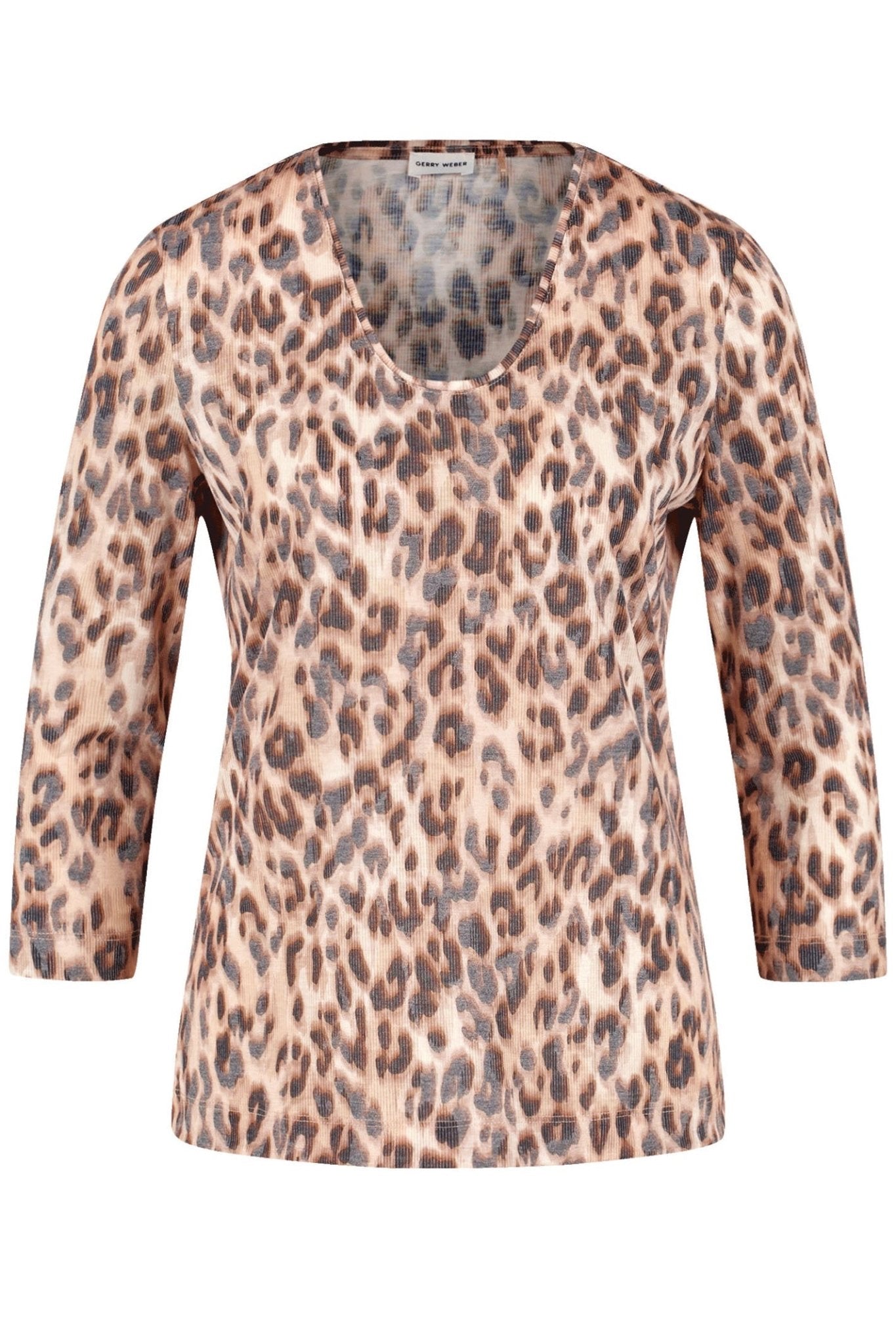 Gerry Weber 470219-35018 T-Shirt Sesame Camel Schwarz Leo Print - Dotique