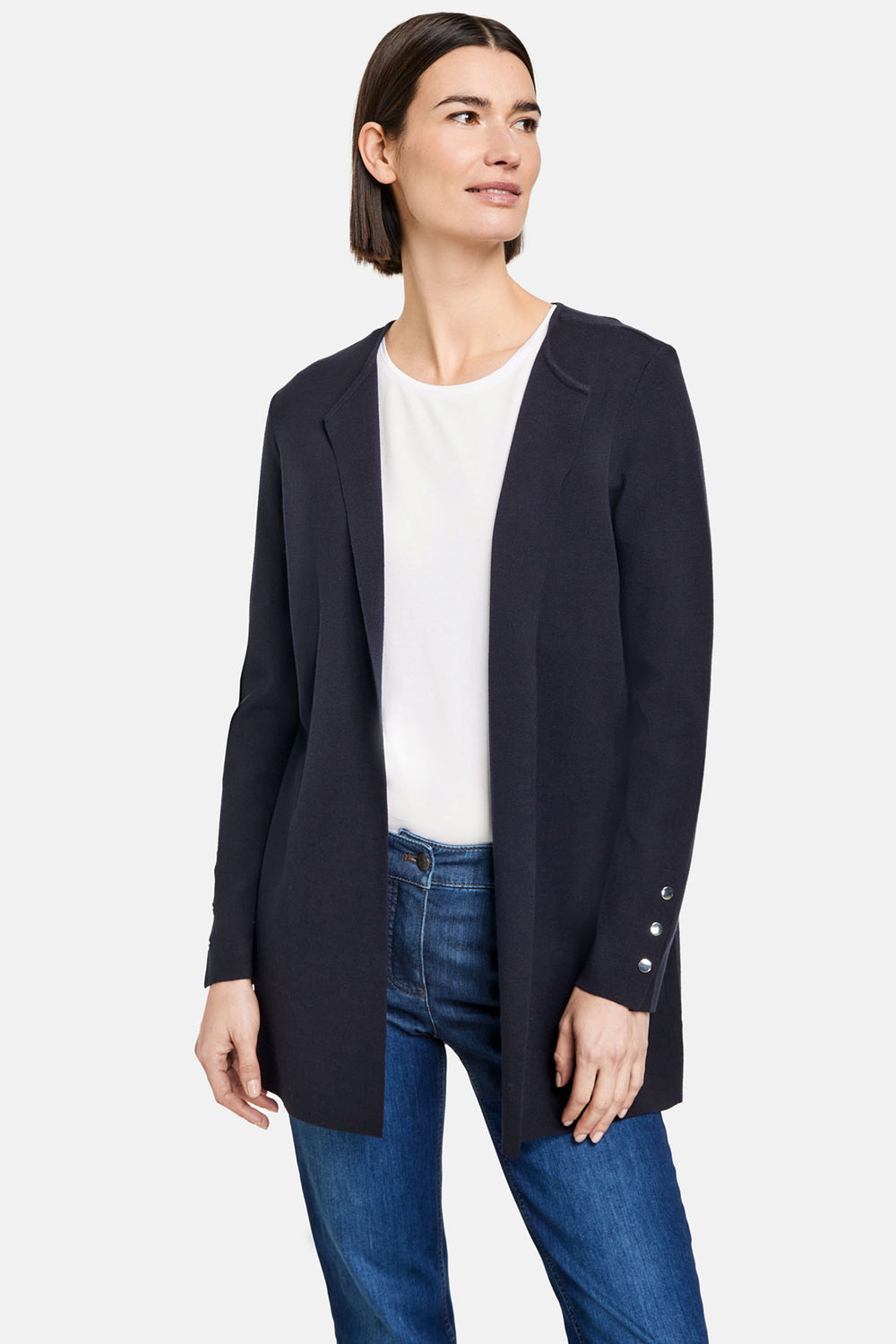 Gerry Weber 935032-44713 Navy Open Front Round Neck Cardigan - Dotique Chesterfield