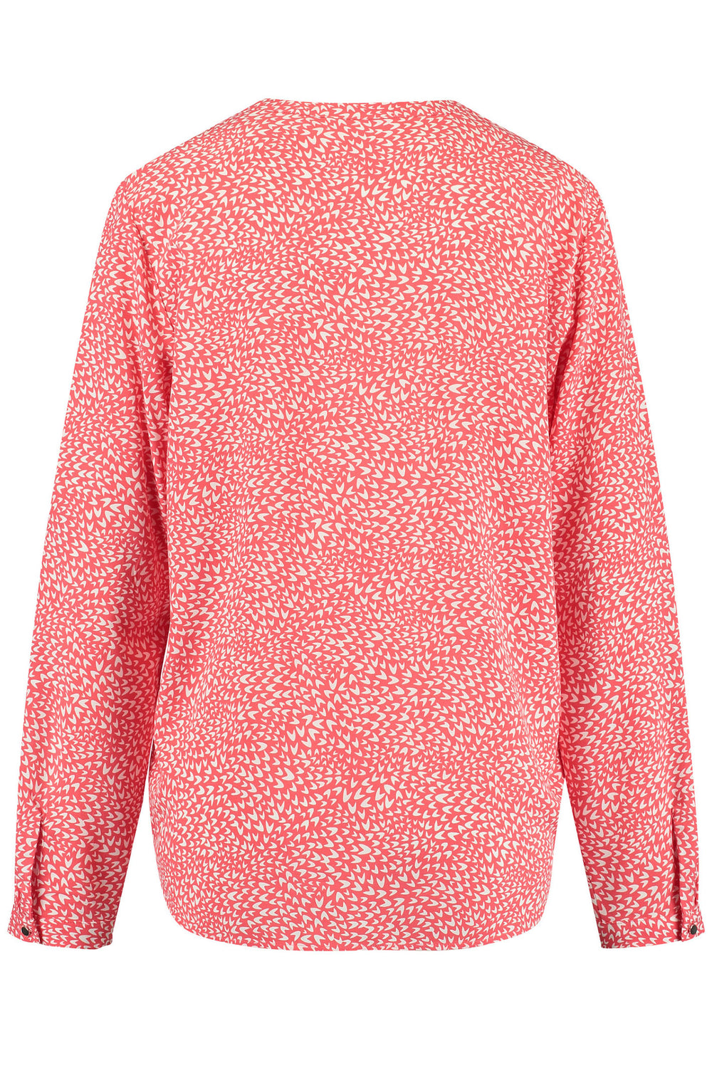 Gerry Weber 965046-66407 Red Coral Print Split Neck Blouse - Dotique Chesterfield