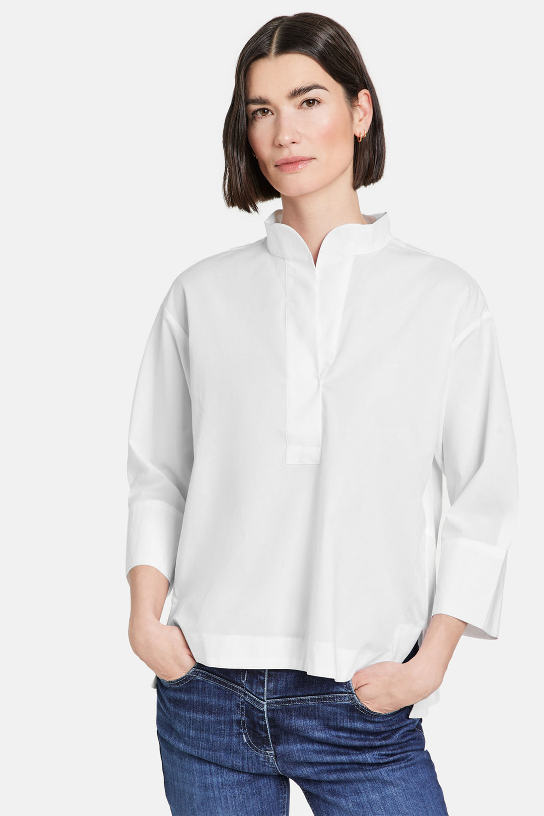 Gerry Weber 965048-66406 White High Neck Blouse - Dotique