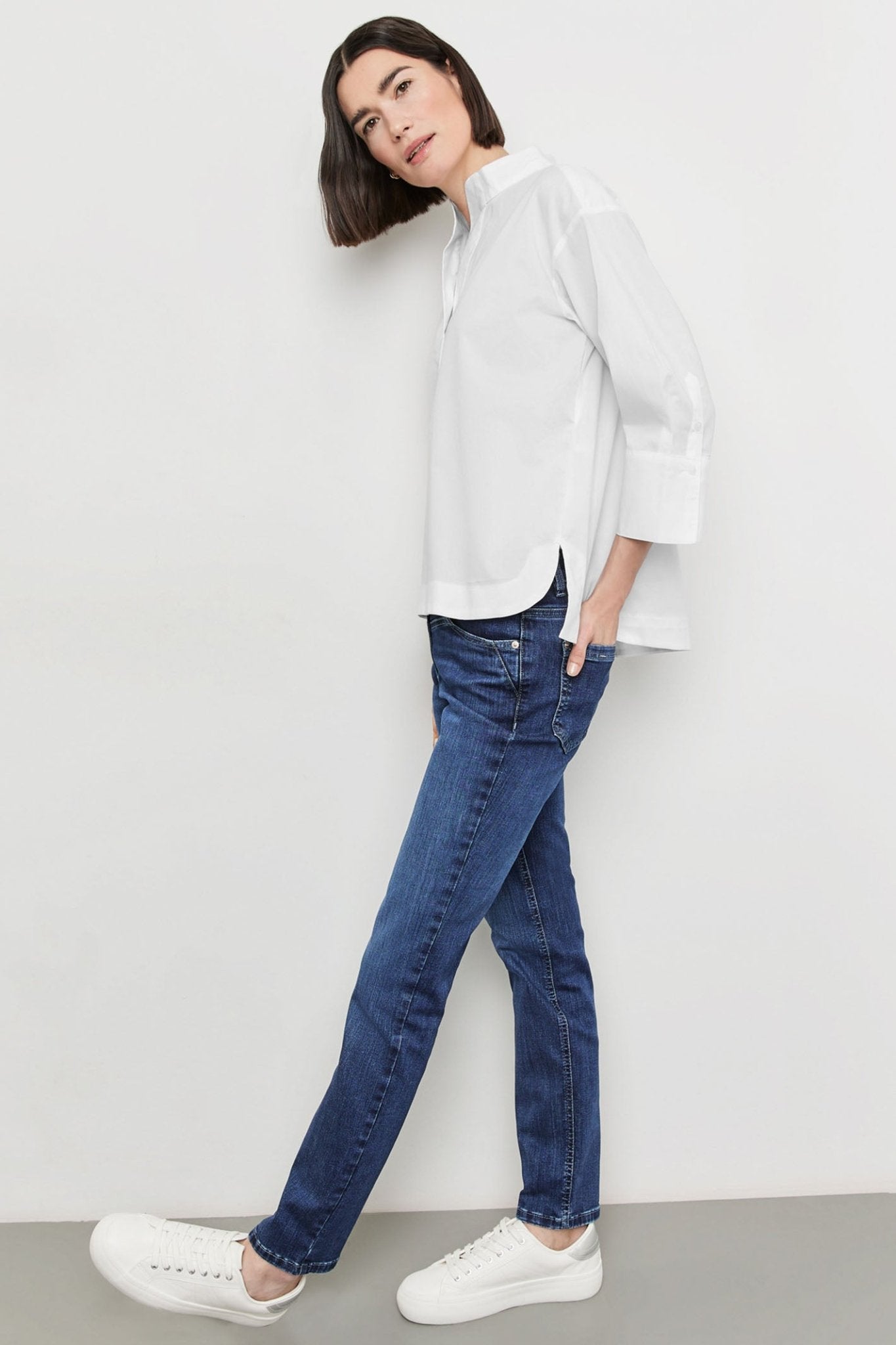 Gerry Weber 965048-66406 White High Neck Blouse - Dotique