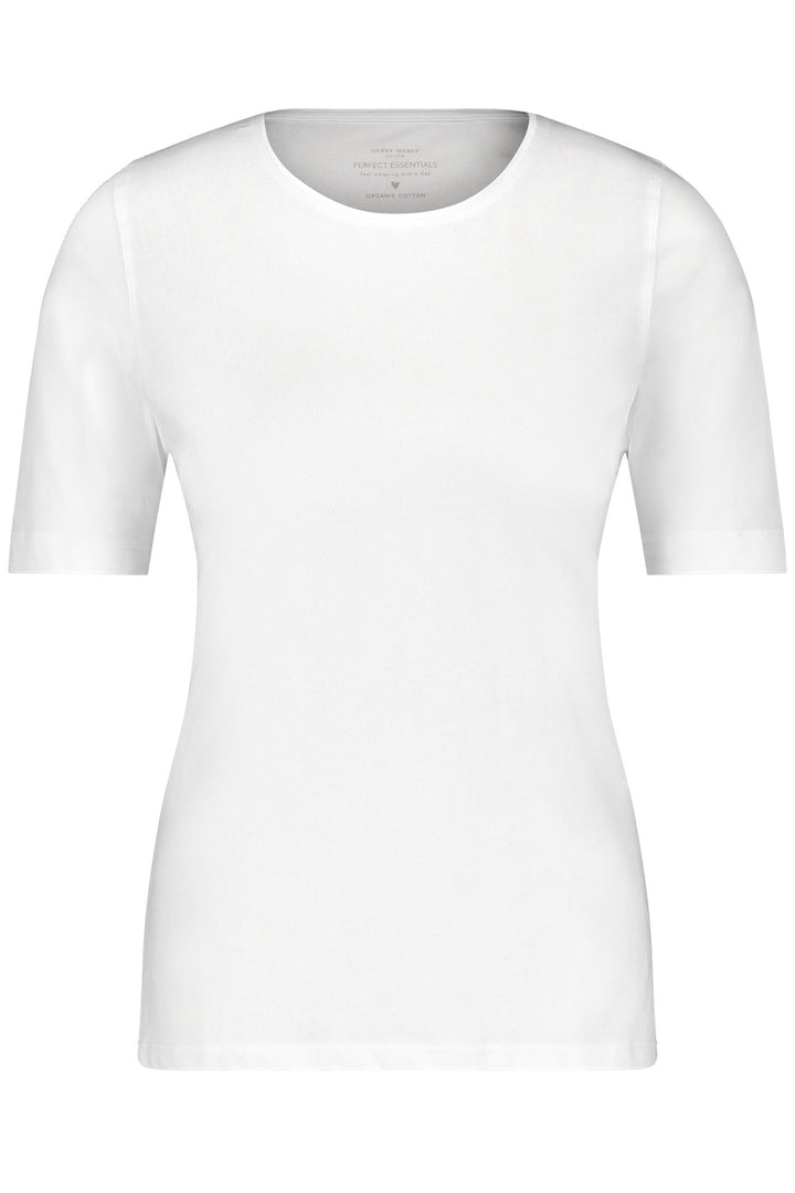 Gerry Weber 977048-44000 White Round Neck T-Shirt - Dotique Chesterfield