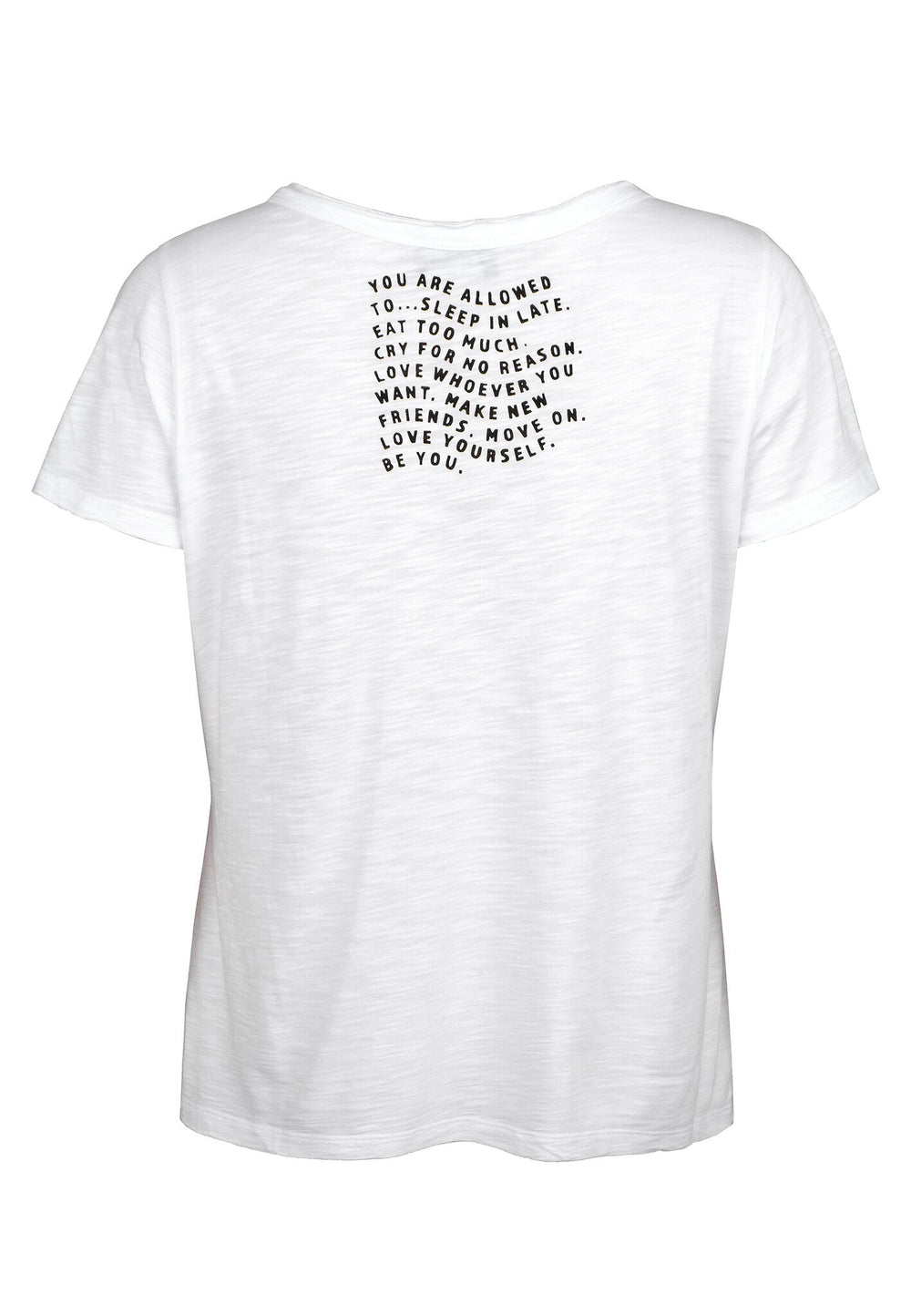 Grace 434/2201 - 100 White V Neck T-Shirt with Embellished Detail - Dotique - Grace