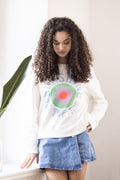 Grace 434/2211 - 102 Off White Round Neck Sweatshirt 'Sunshine All The Time' - Dotique - Grace