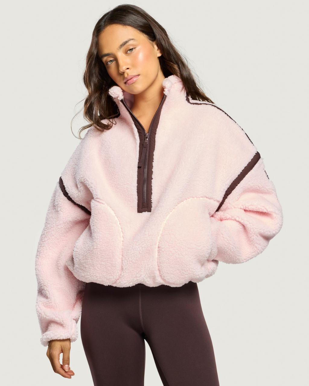 Gym+Coffee Industry Fleece Half Zip Ballet Pink