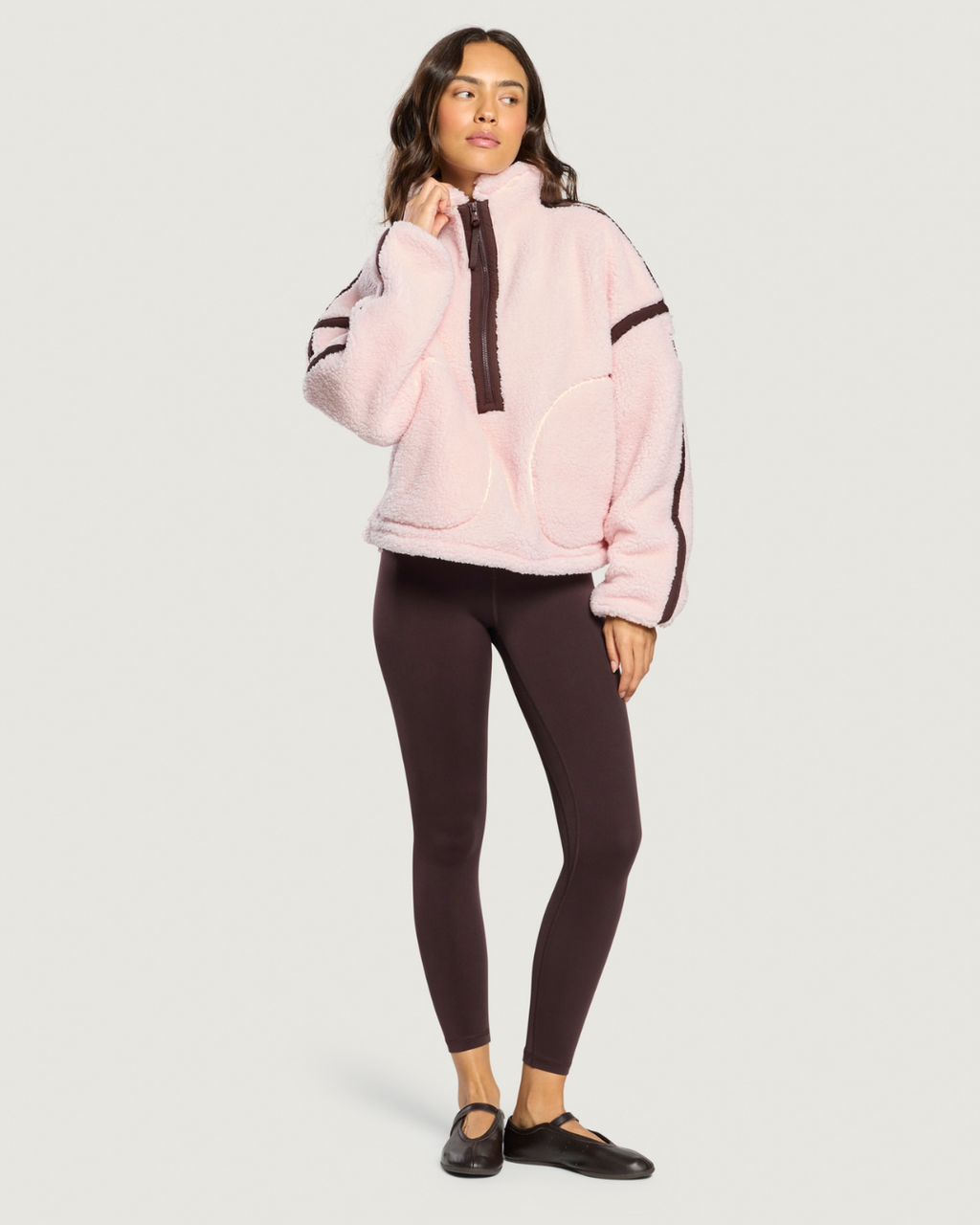 Gym+Coffee Industry Fleece Half Zip Ballet Pink