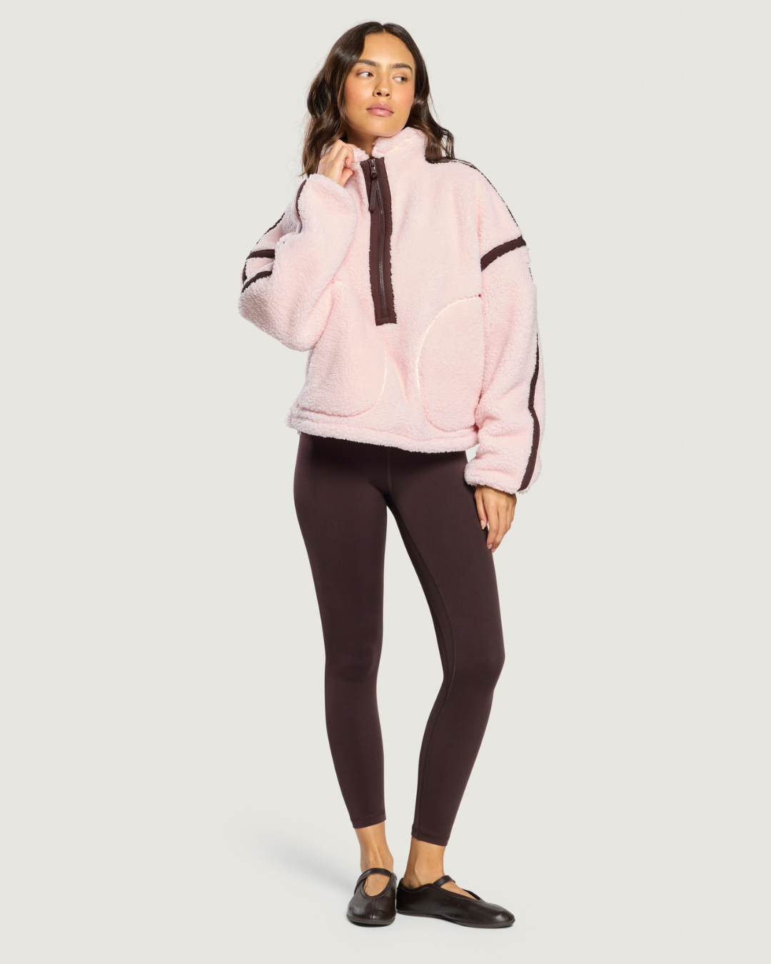 Gym+Coffee Industry Fleece Half Zip Ballet Pink