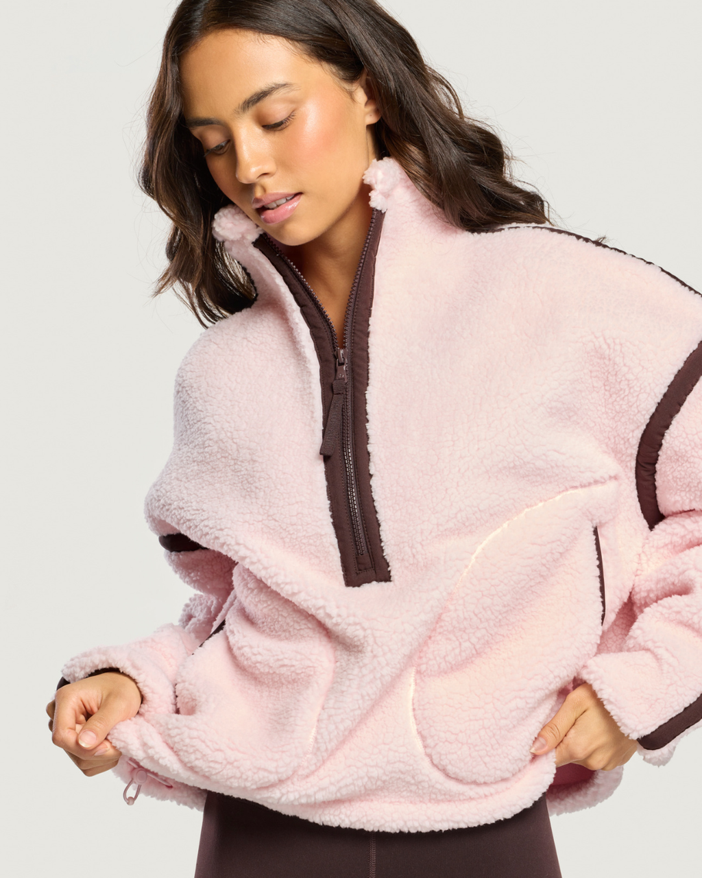 Gym+Coffee Industry Fleece Half Zip Ballet Pink