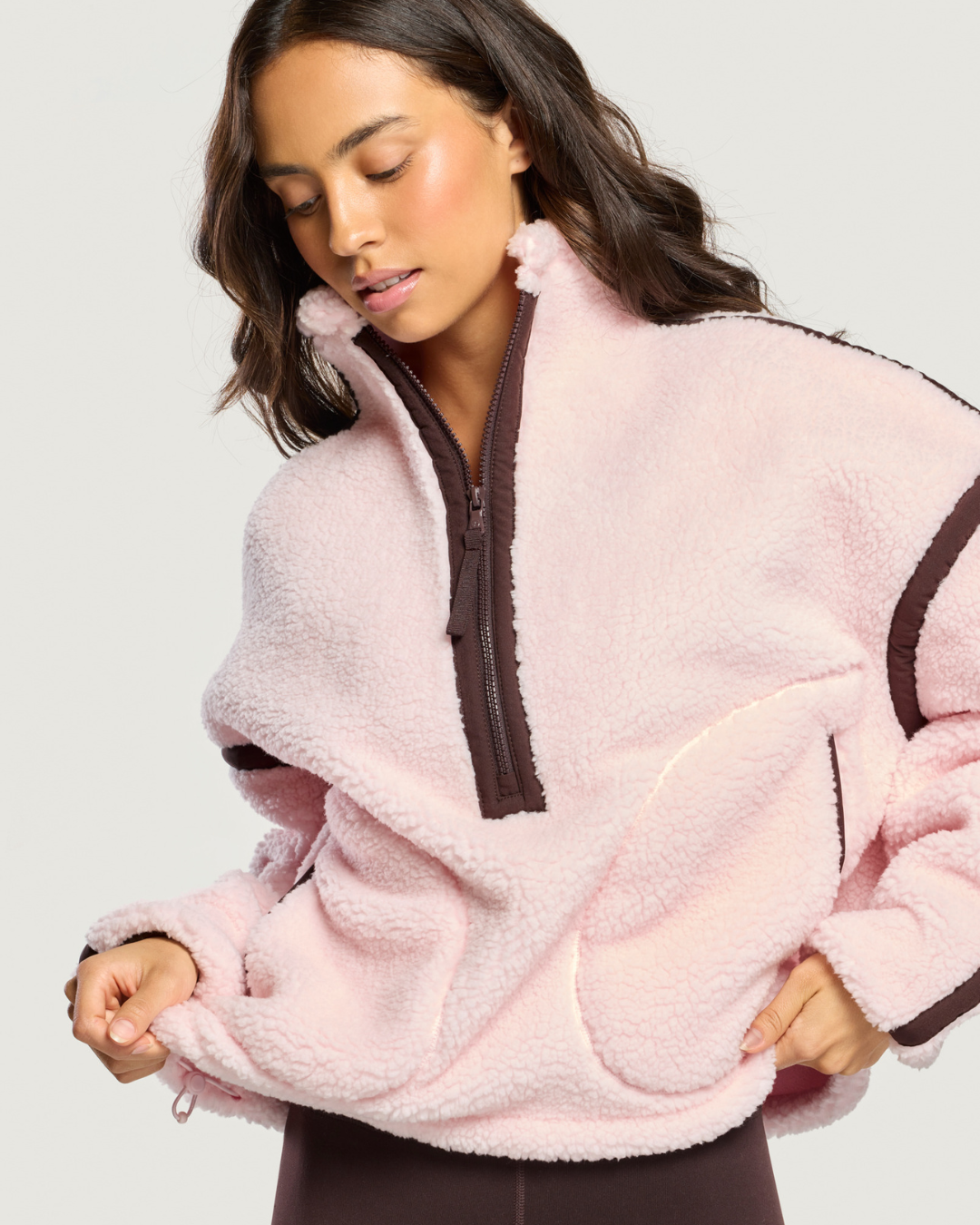 Gym+Coffee Industry Fleece Half Zip Ballet Pink