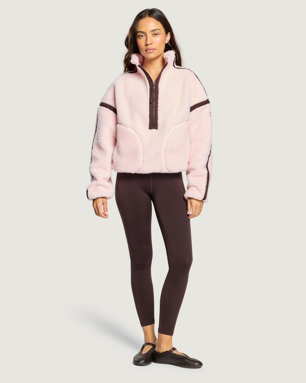 Gym+Coffee Industry Fleece Half Zip Ballet Pink