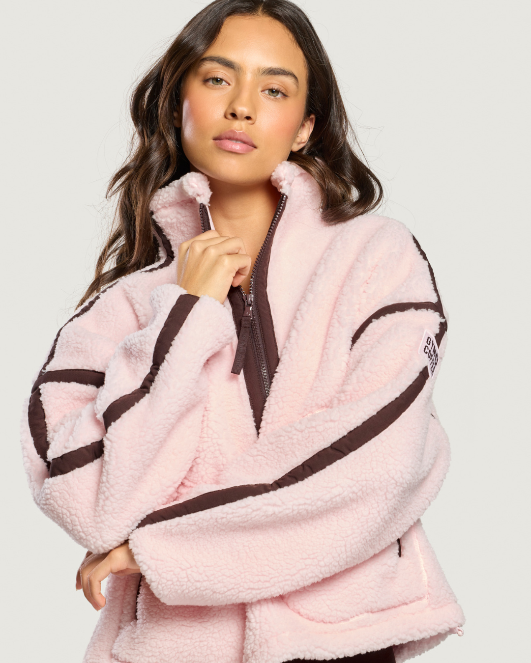 Gym+Coffee Industry Fleece Half Zip Ballet Pink
