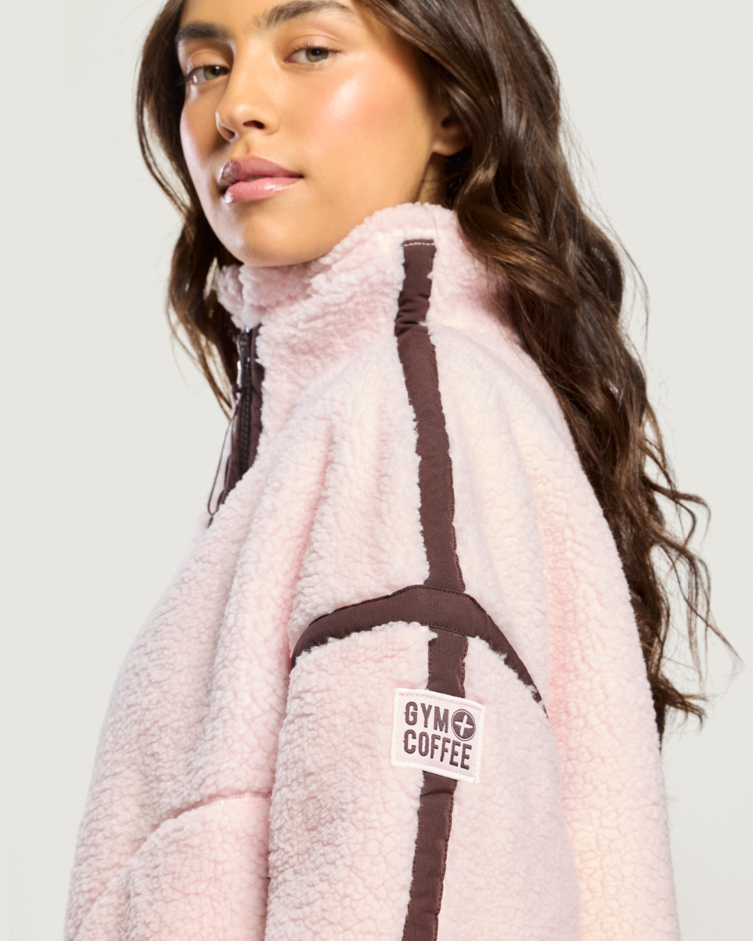 Gym+Coffee Industry Fleece Half Zip Ballet Pink