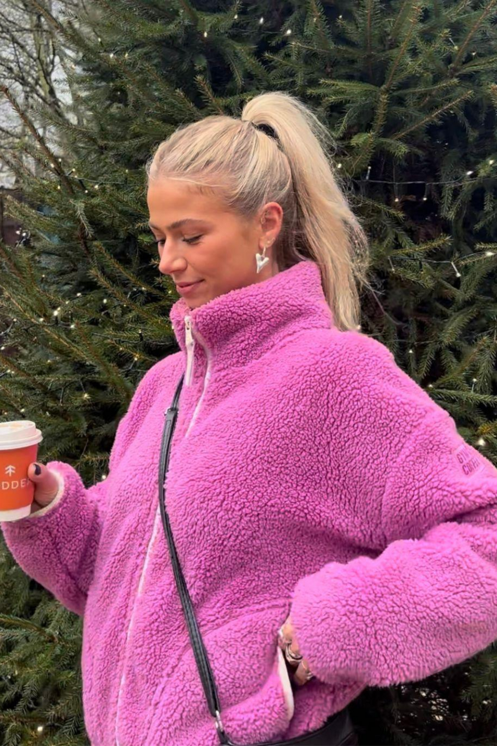Gym+Coffee Industry Fleece High Collar Jacket Crisp Pink