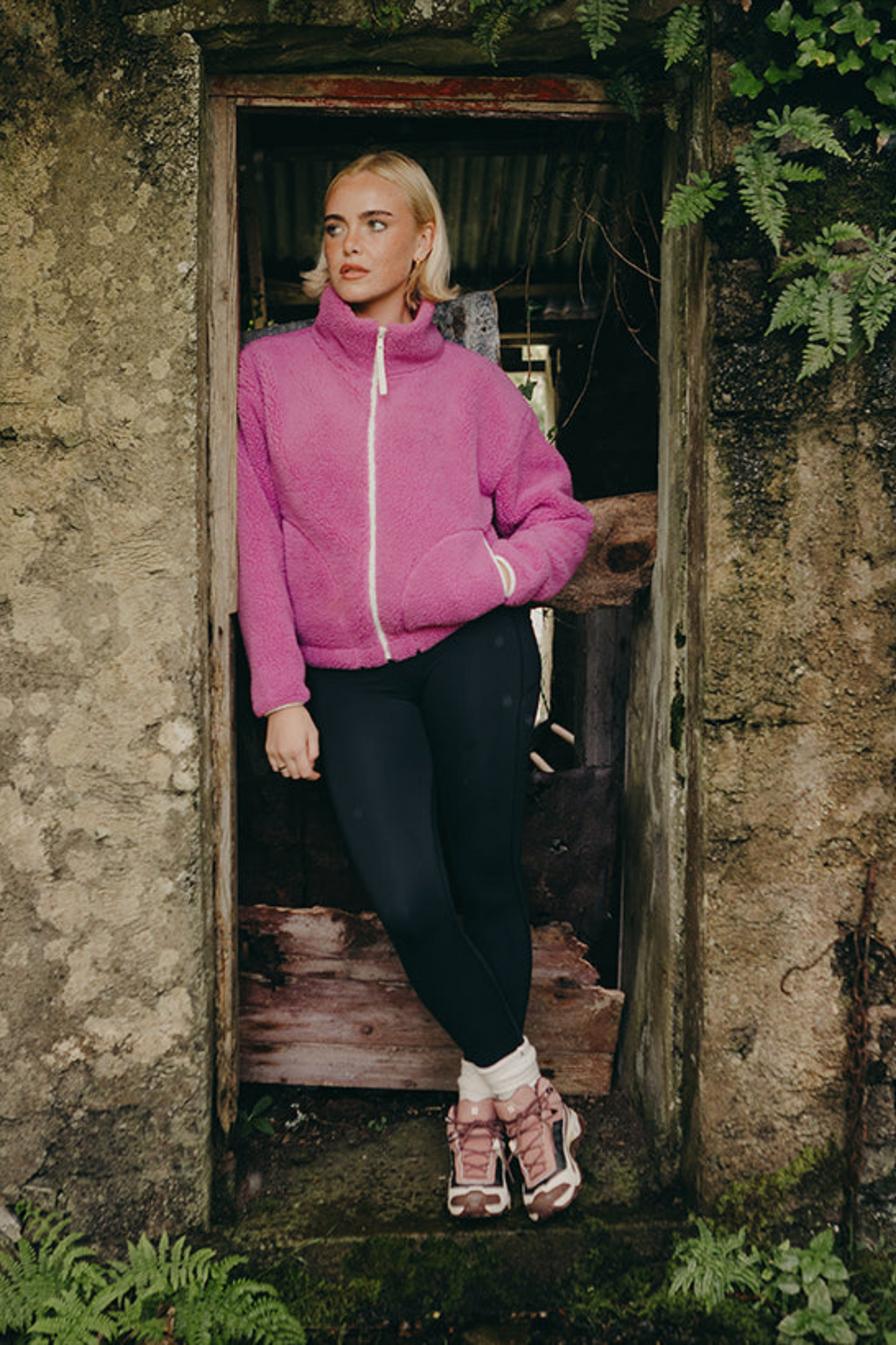 Gym+Coffee Industry Fleece High Collar Jacket Crisp Pink
