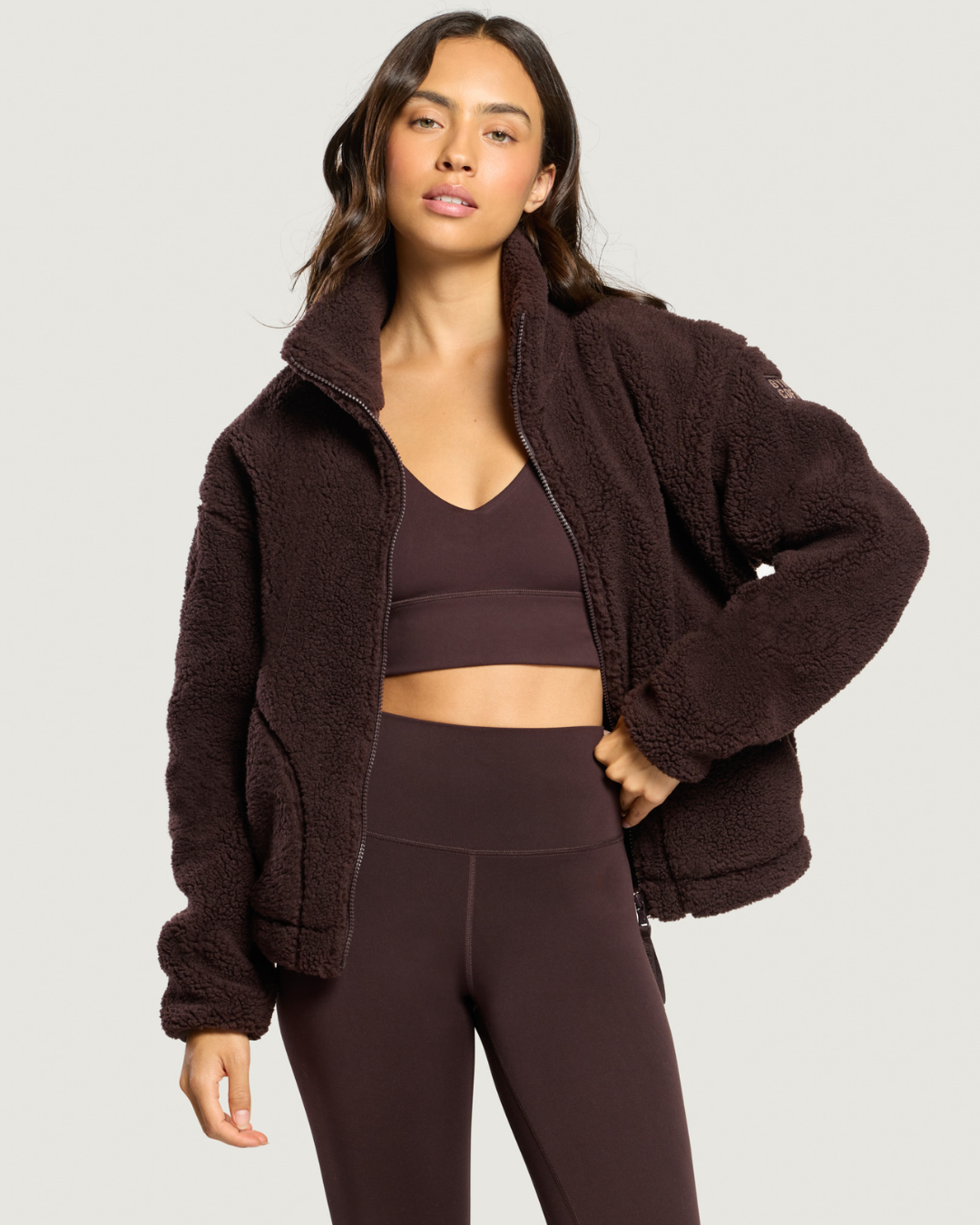 Gym+Coffee Industry Fleece High Collar Jacket Mocha Bean