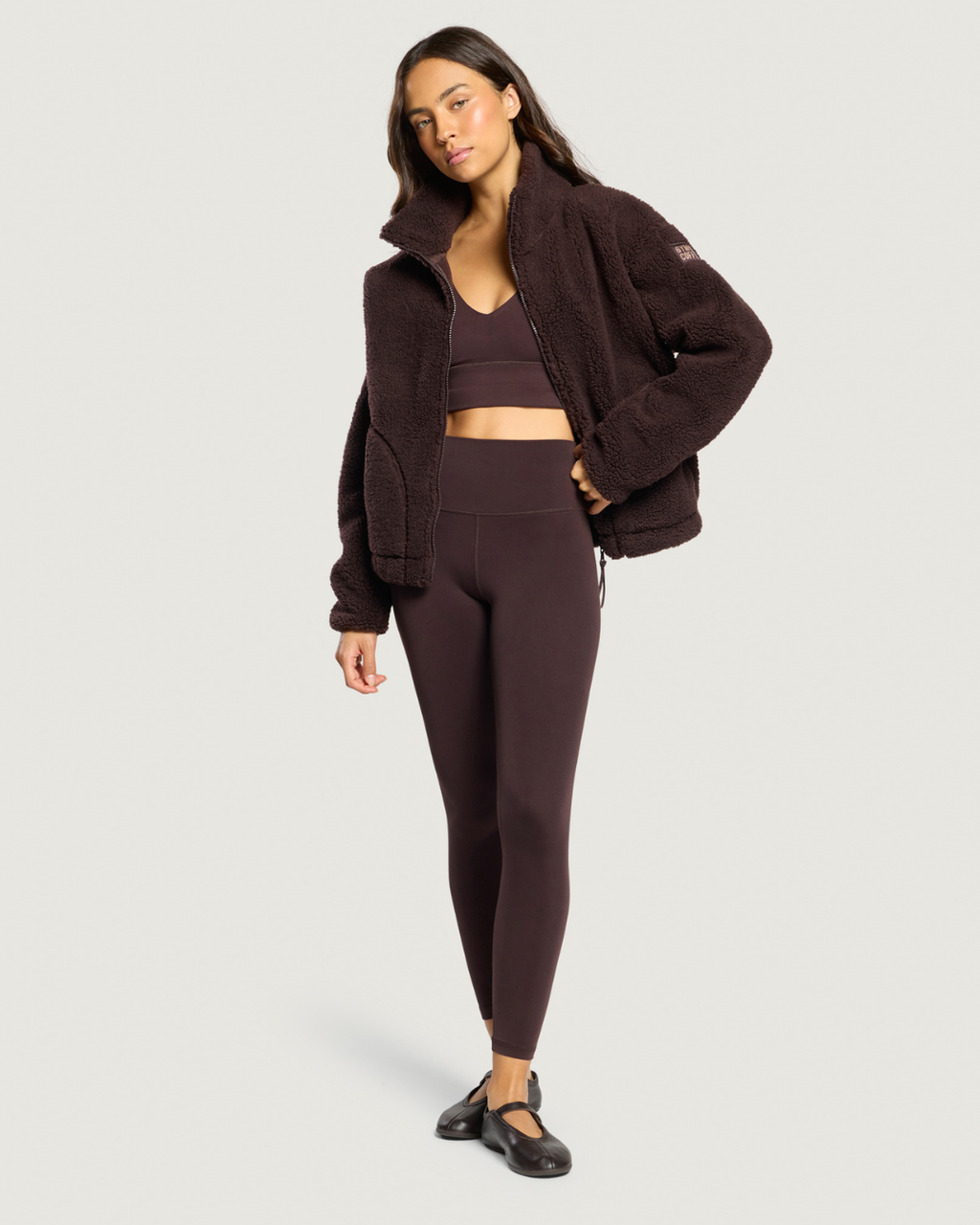 Gym+Coffee Industry Fleece High Collar Jacket Mocha Bean