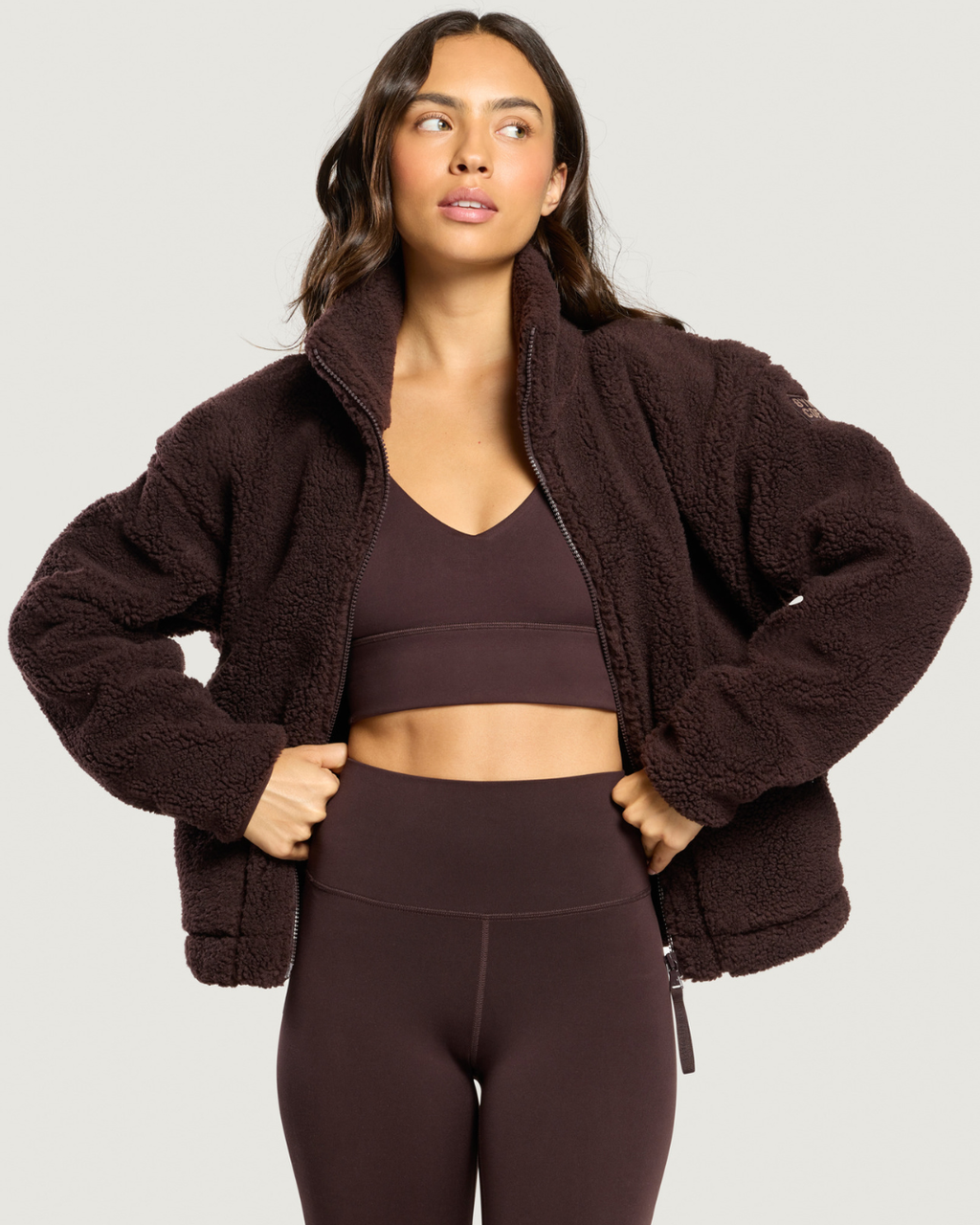 Gym+Coffee Industry Fleece High Collar Jacket Mocha Bean