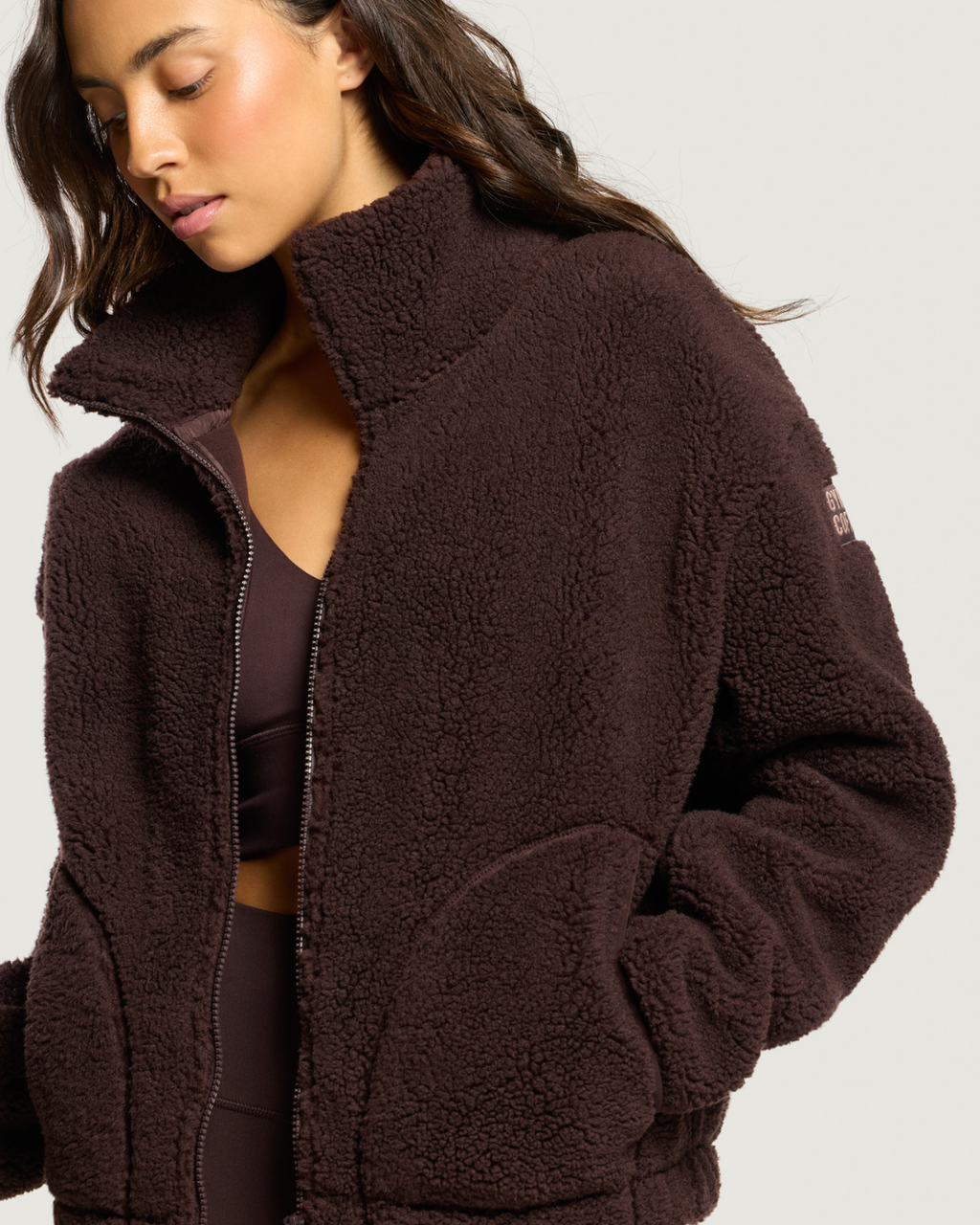 Gym+Coffee Industry Fleece High Collar Jacket Mocha Bean